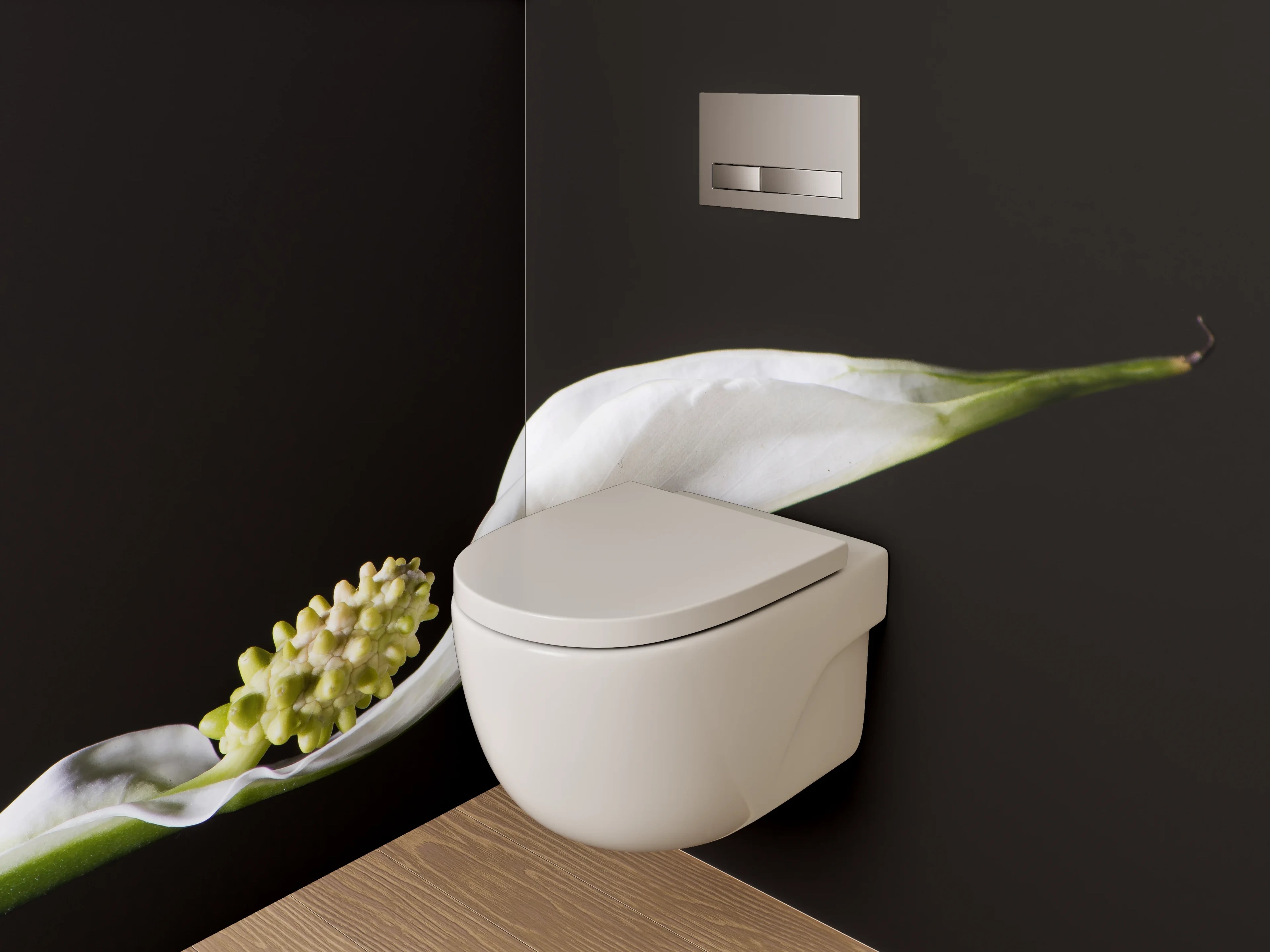 WC-Rückwand - Weiße Friedenslilie minimalistisch