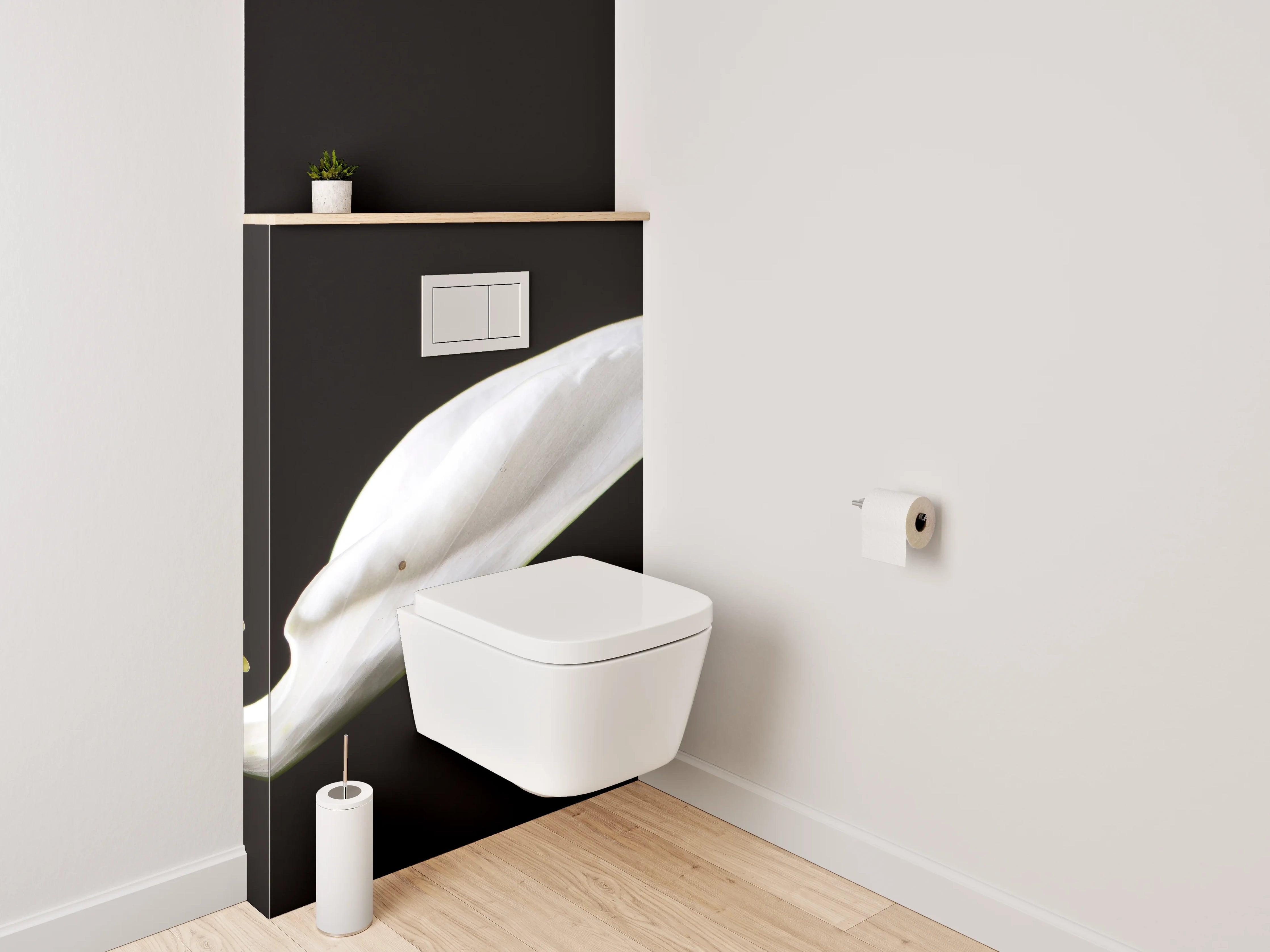 WC-Rückwand - Weiße Friedenslilie minimalistisch