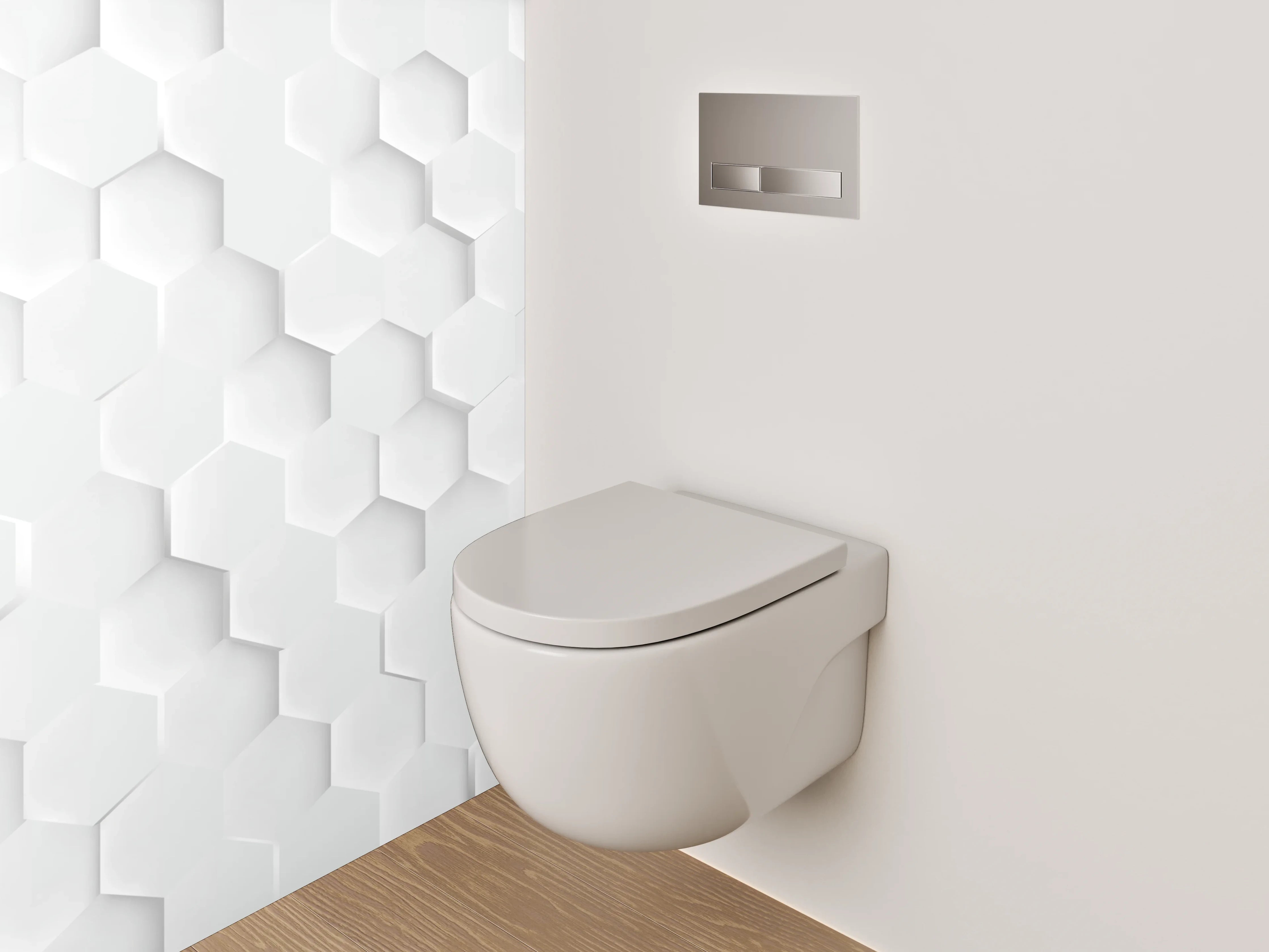 WC-Rückwand - Weiße Hexagon-Waben 3D Muster