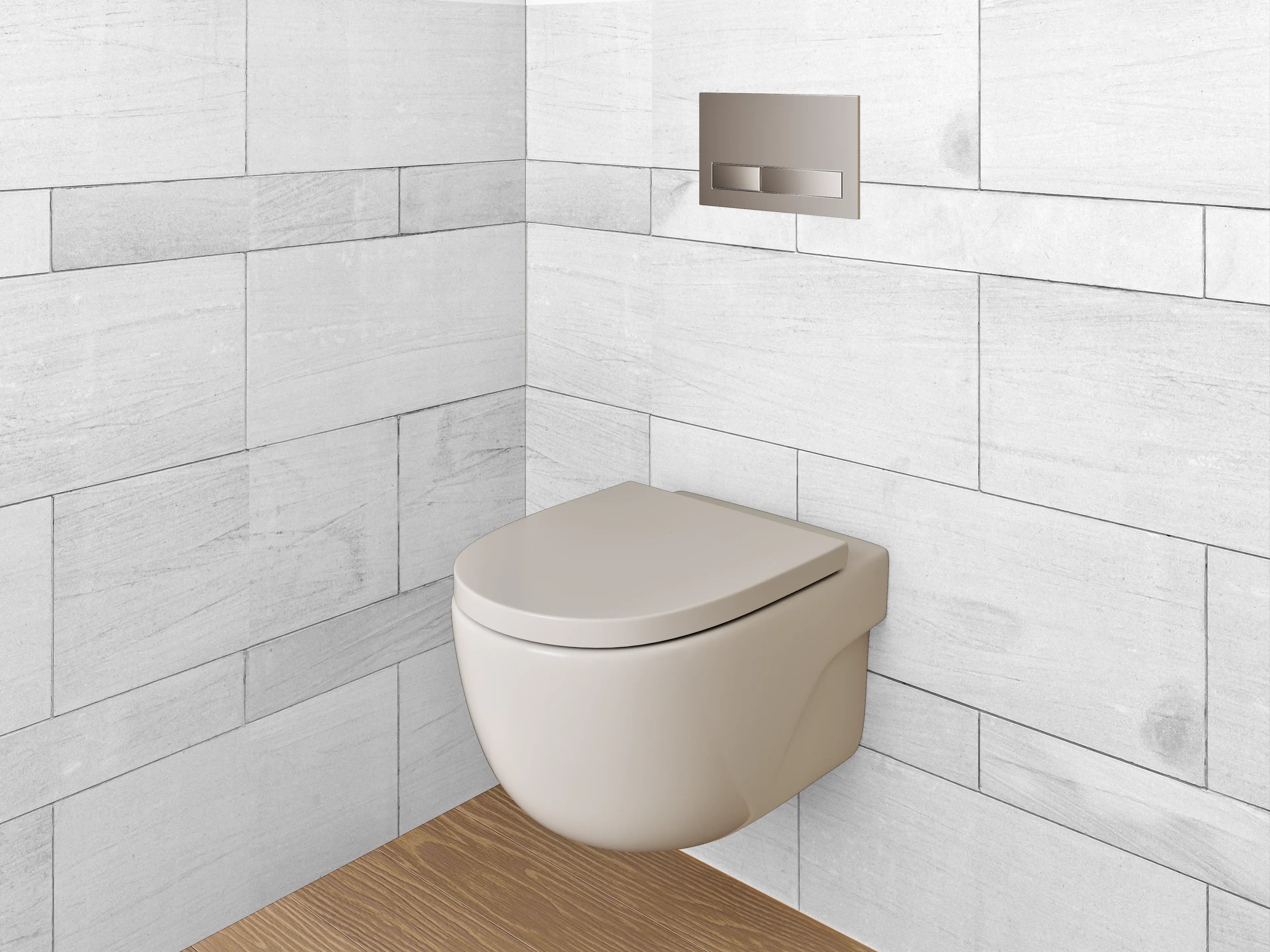 WC-Rückwand - Weiße Holzfliesen-Optik modern