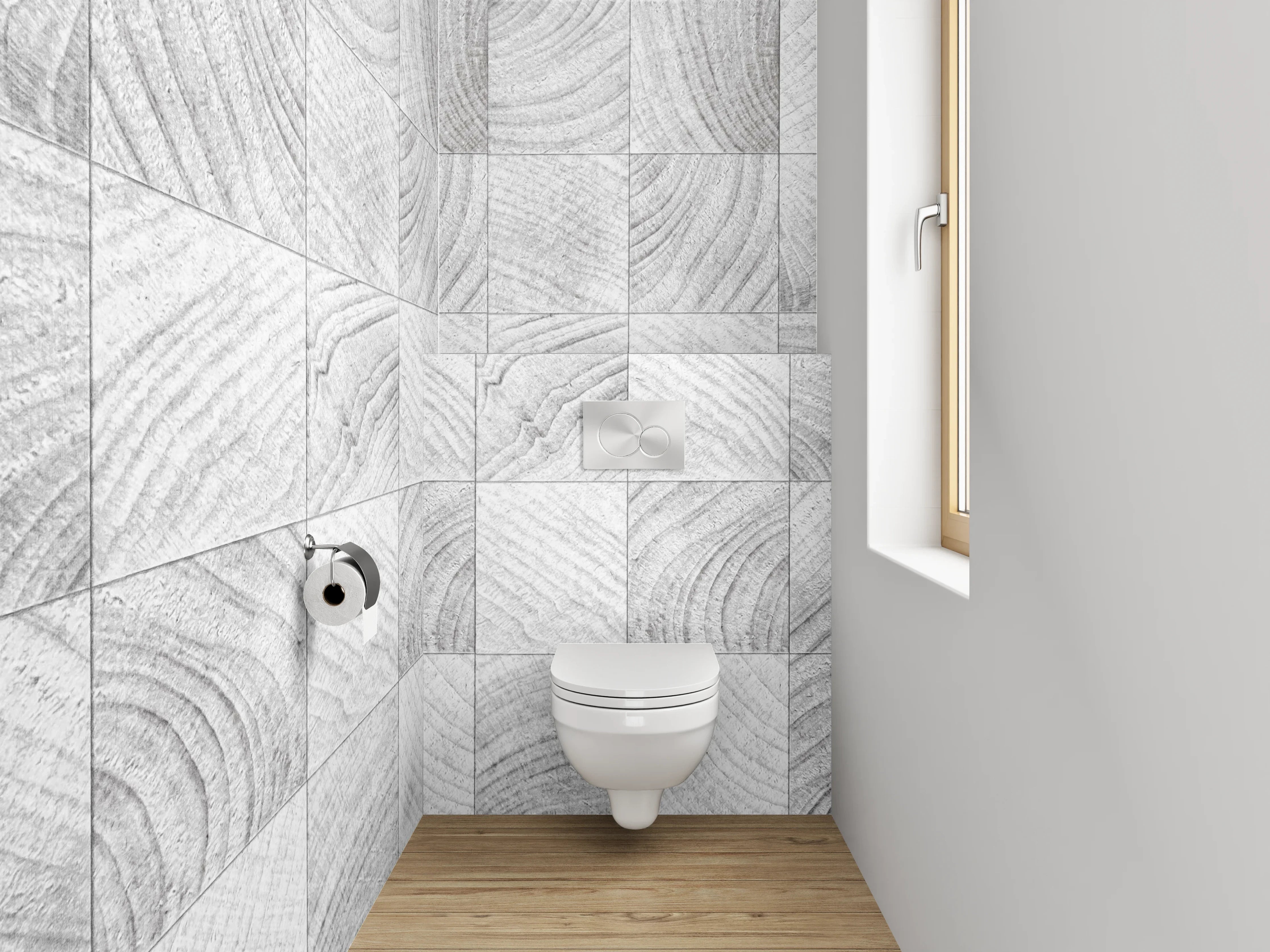WC-Rückwand - Weiße Holzoptik Fliesen Muster