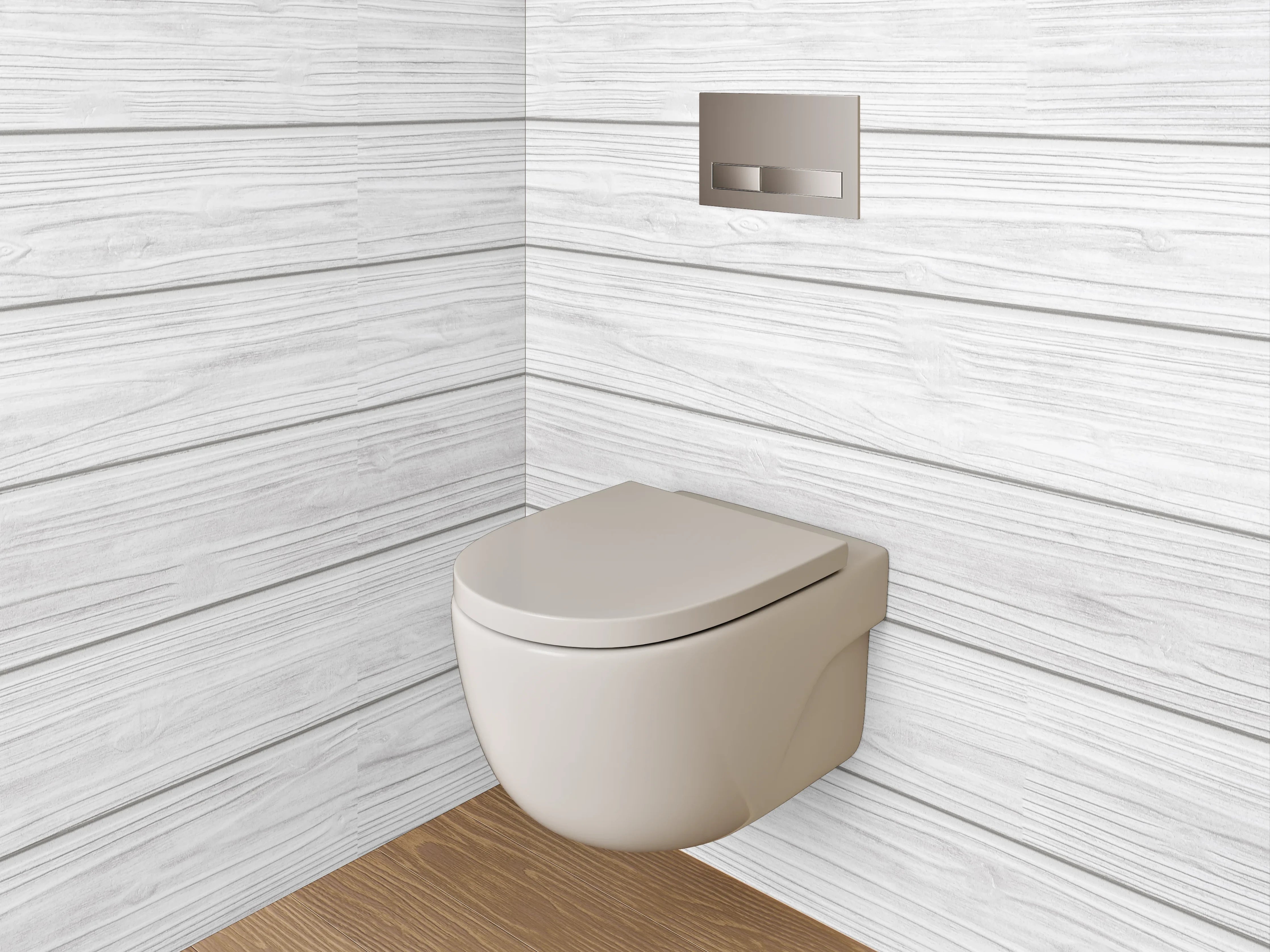 WC-Rückwand - Weiße Holzoptik Paneele modern