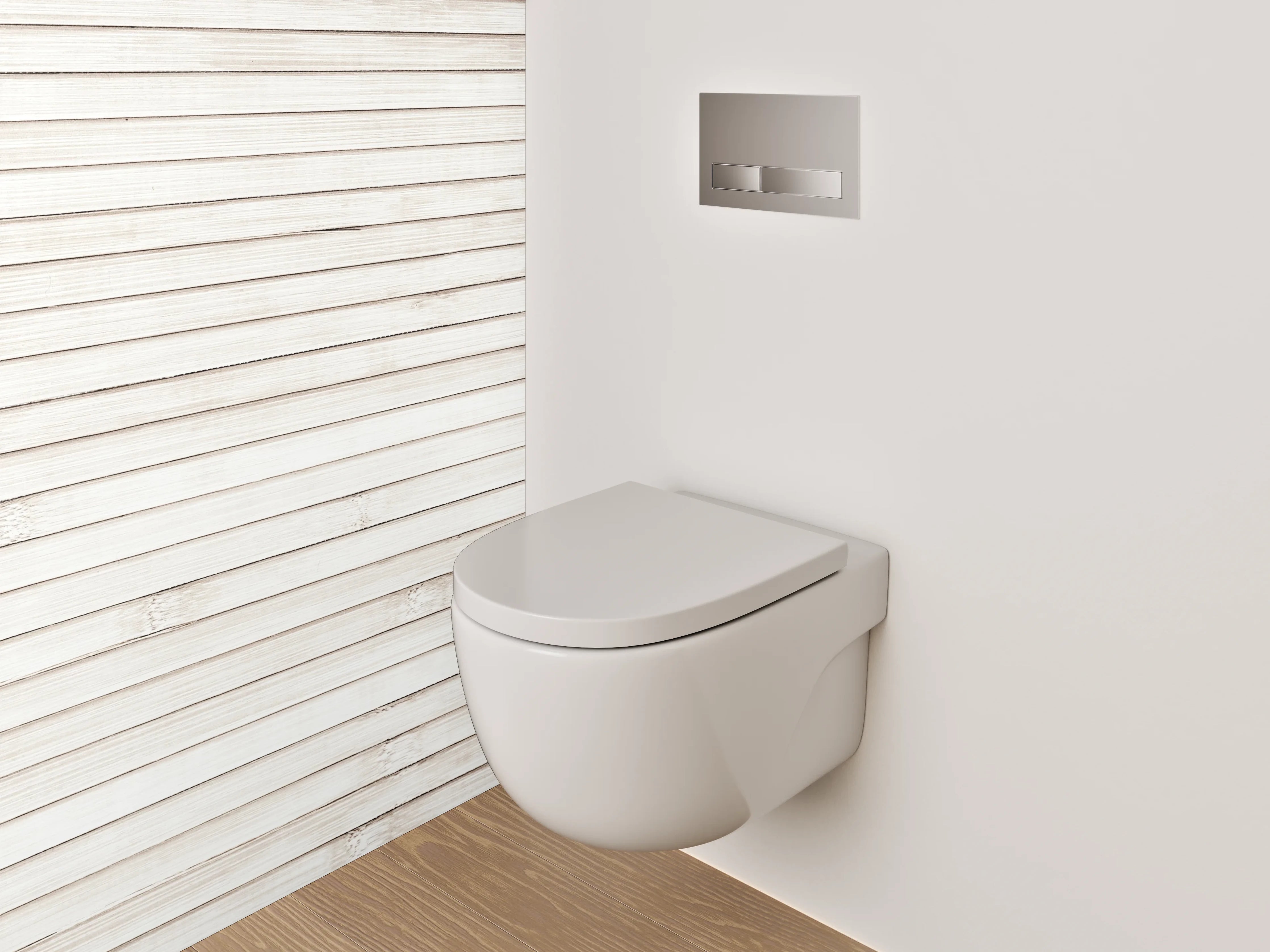 WC-Rückwand - Weiße Holzoptik Wandverkleidung
