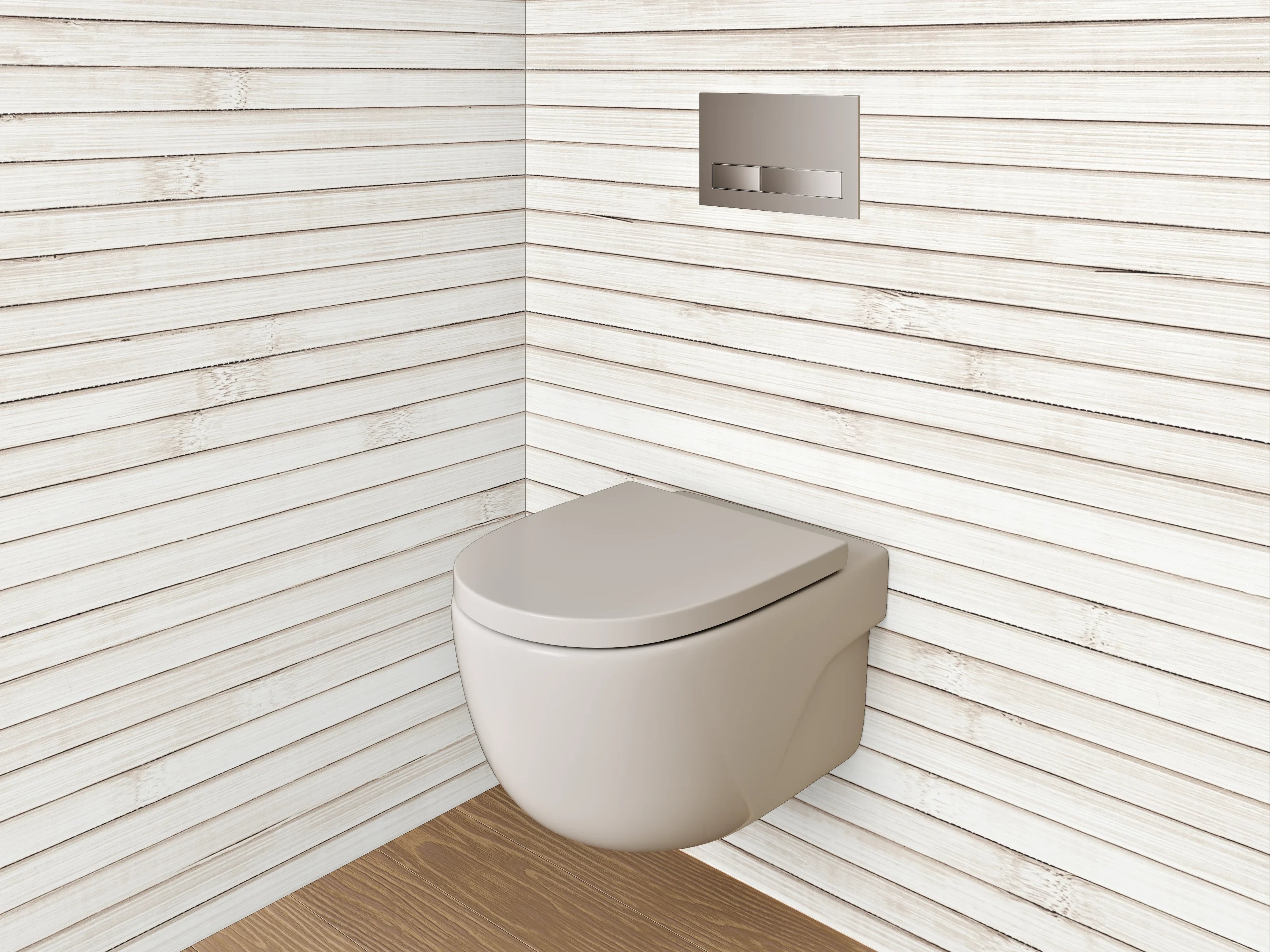 WC-Rückwand - Weiße Holzoptik Wandverkleidung
