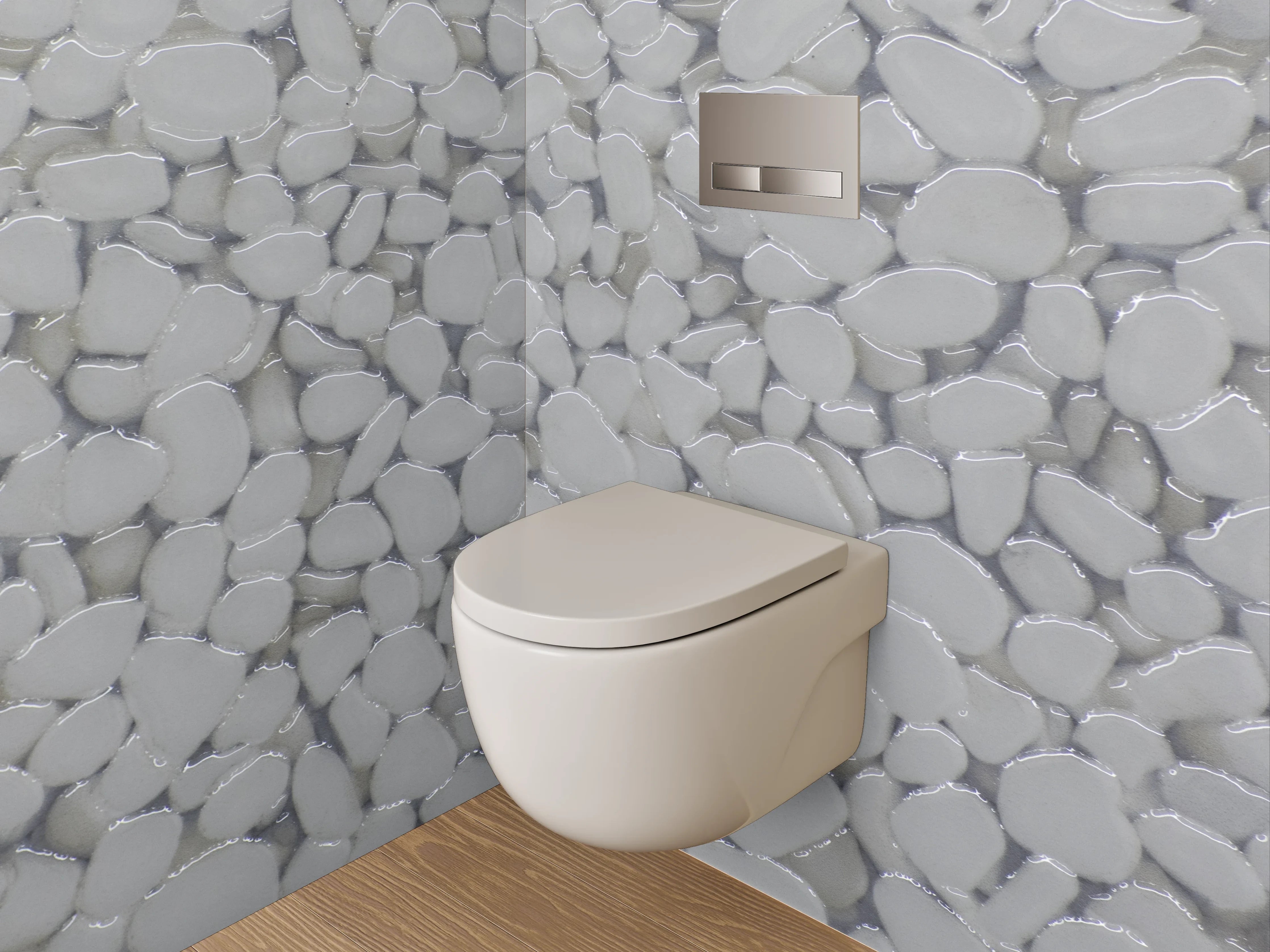 WC-Rückwand - Weiße Kieselstein-Oberfläche modern