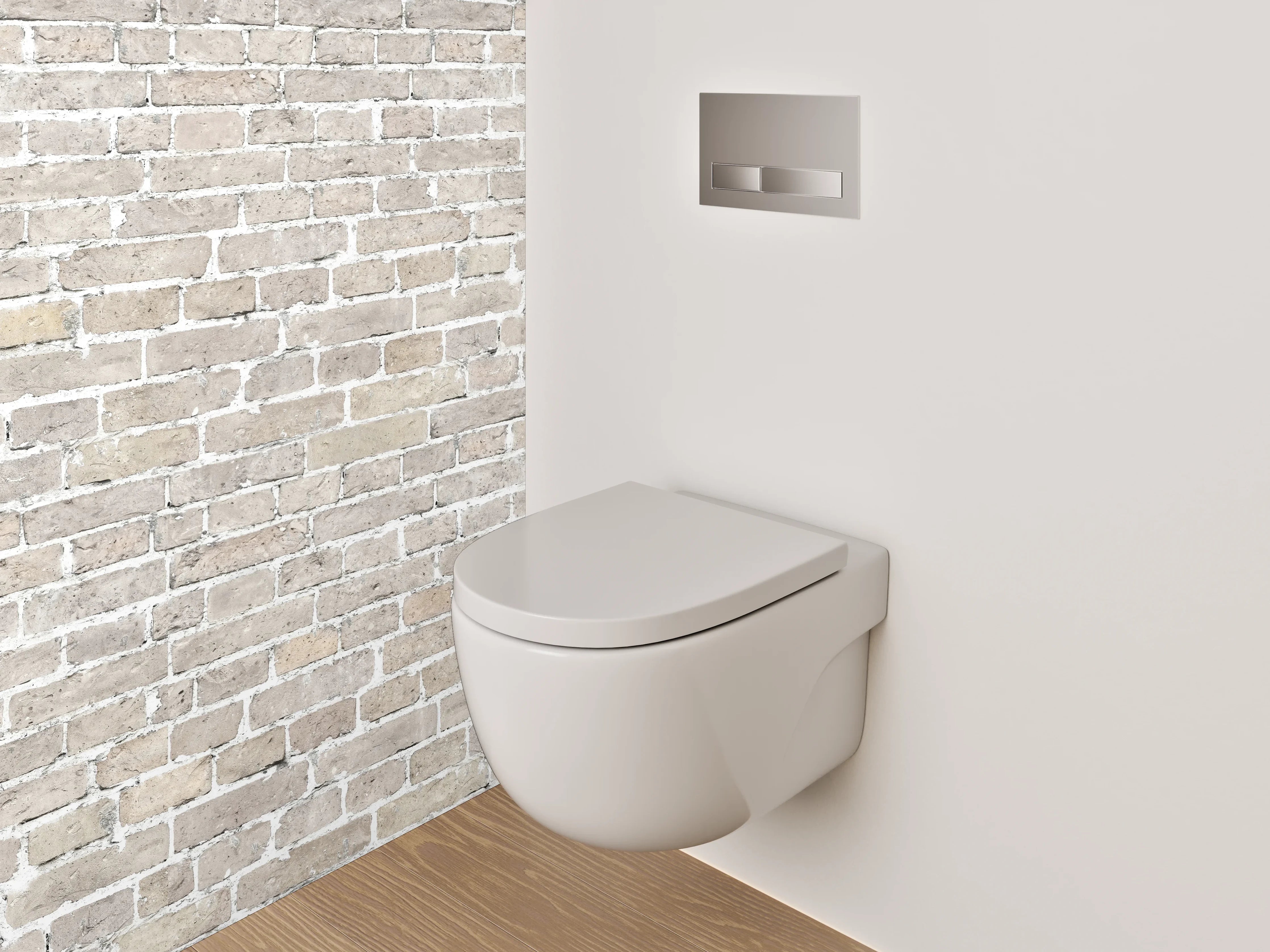 WC-Rückwand - Weiße Klinkerstein-Optik Wandverkleidung