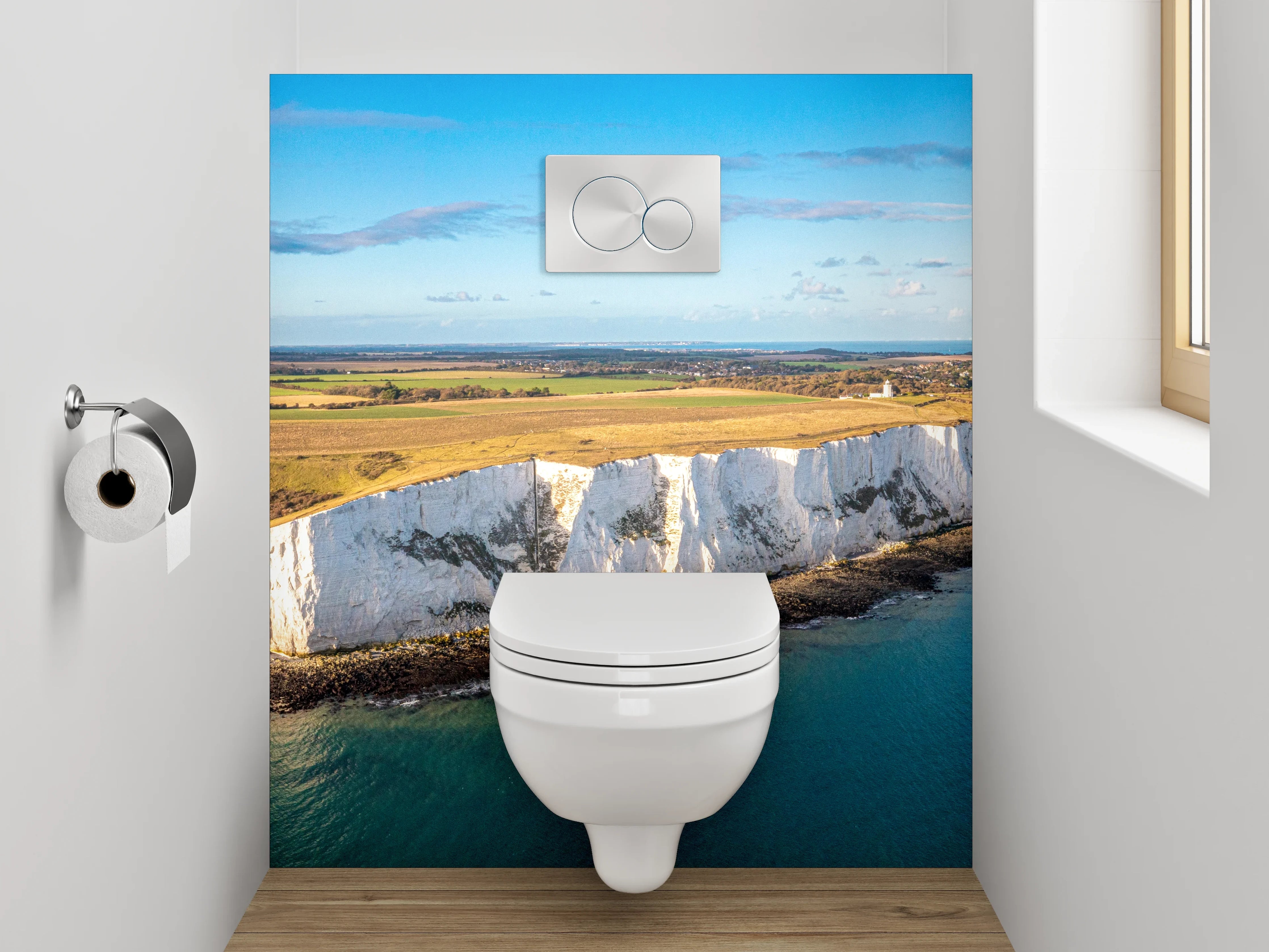 WC-Rückwand - Weiße Kreidefelsen am Meer