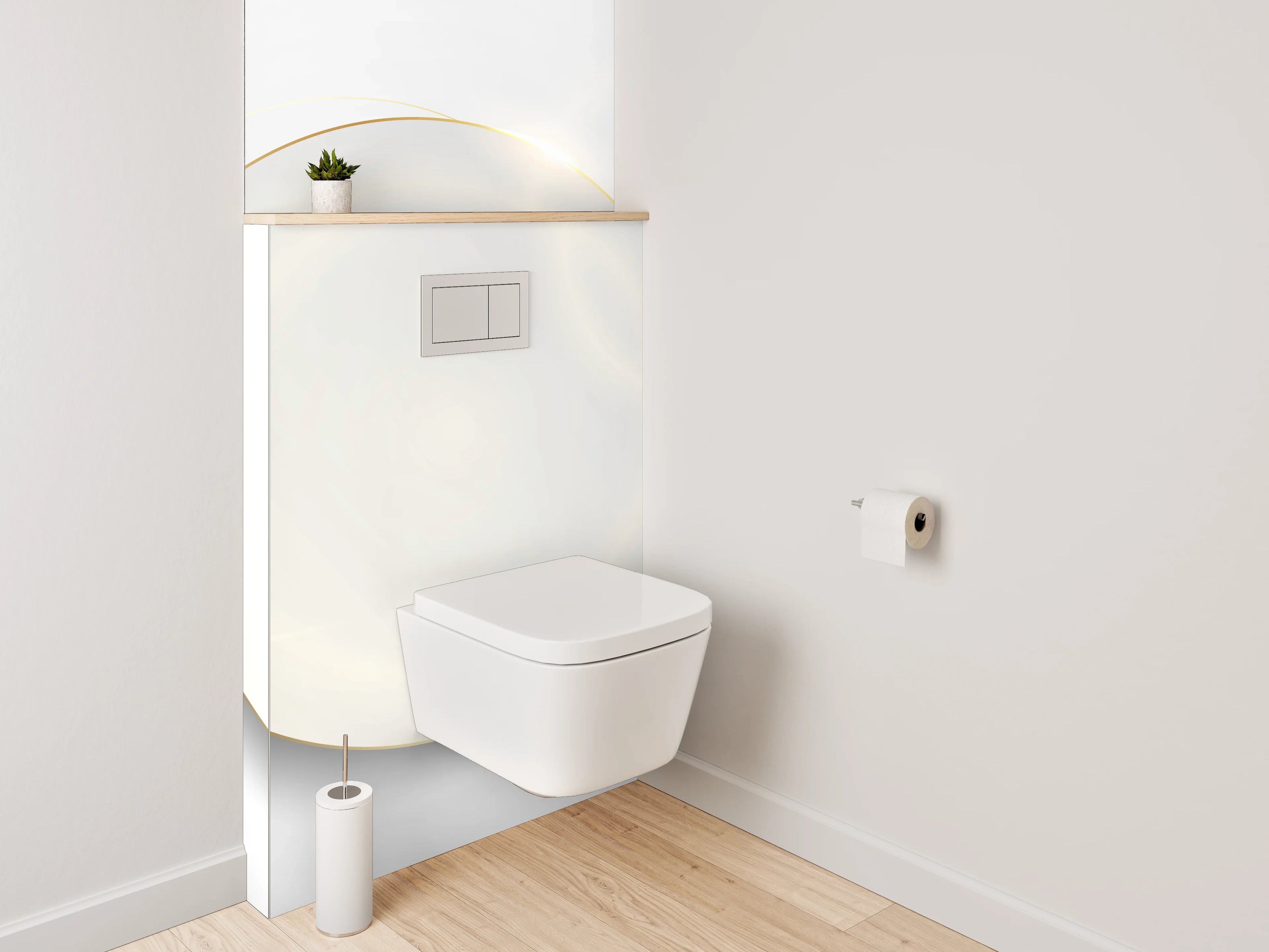 WC-Rückwand - Weiße Kreise auf modernem Hintergrund