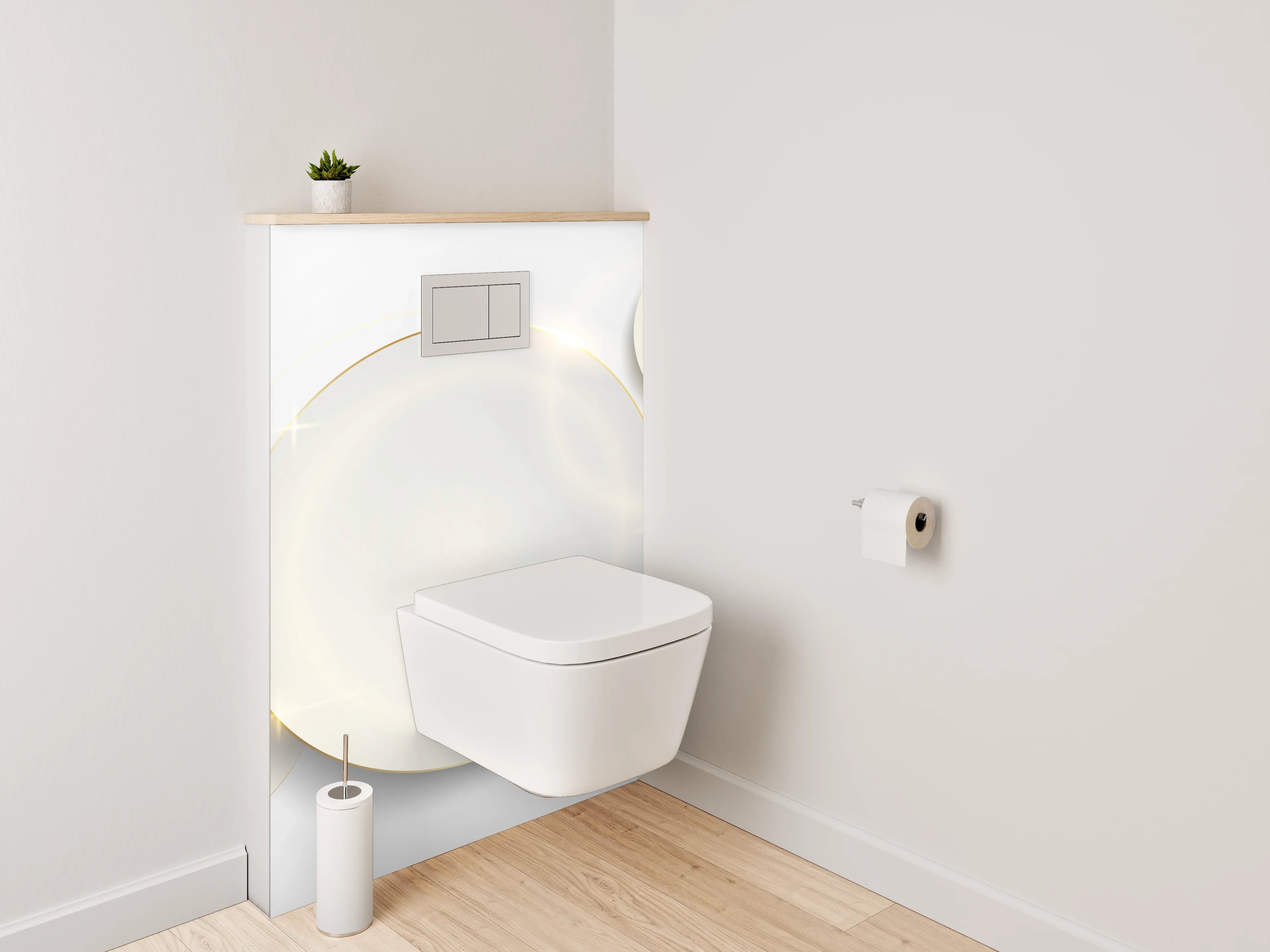 WC-Rückwand - Weiße Kreise mit Goldeffekt
