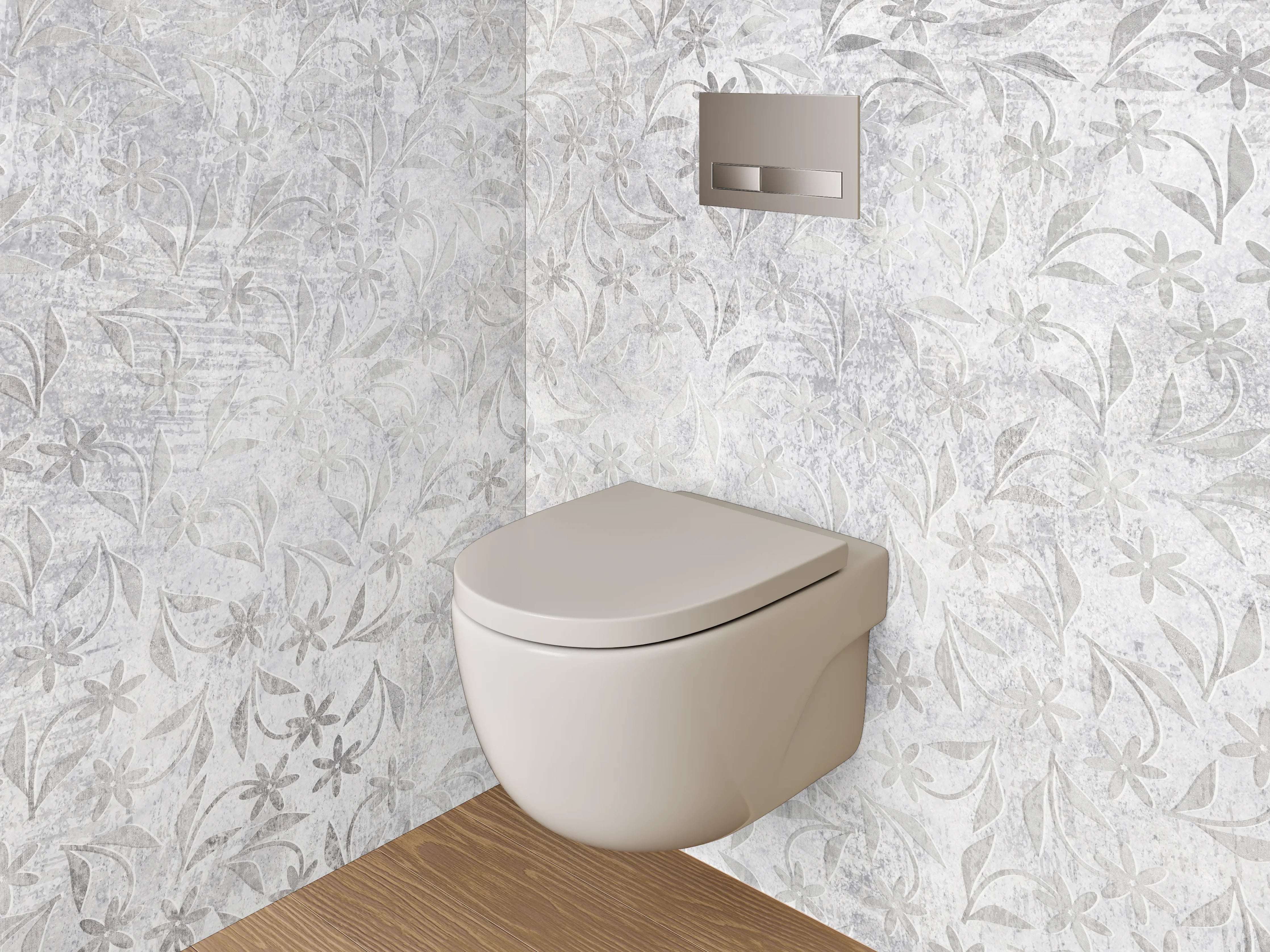 WC-Rückwand - Weiße Marmor-Blätter mit dezentem Muster