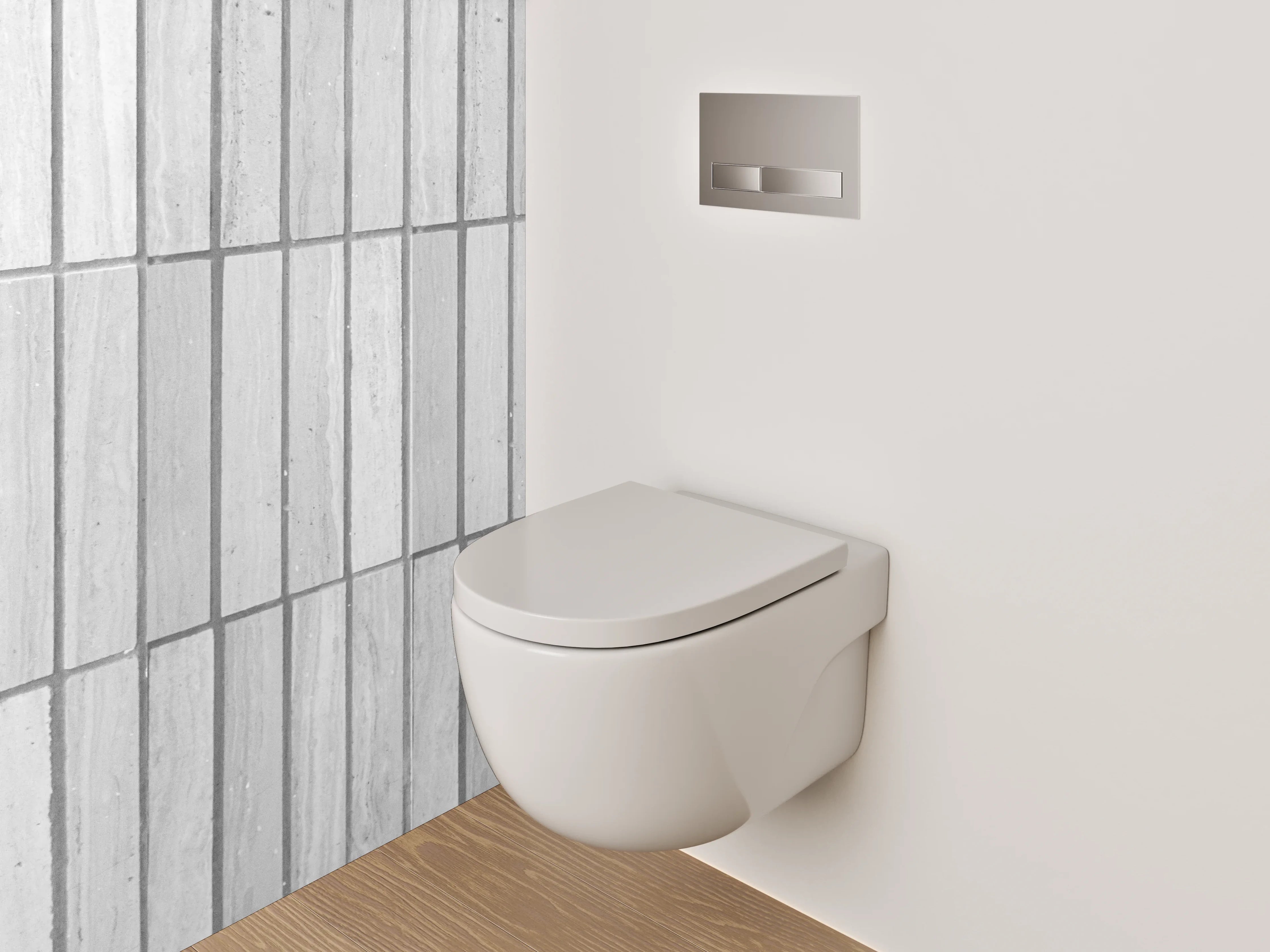 WC-Rückwand - Weiße Marmor-Fliesenoptik mit feinen Linien