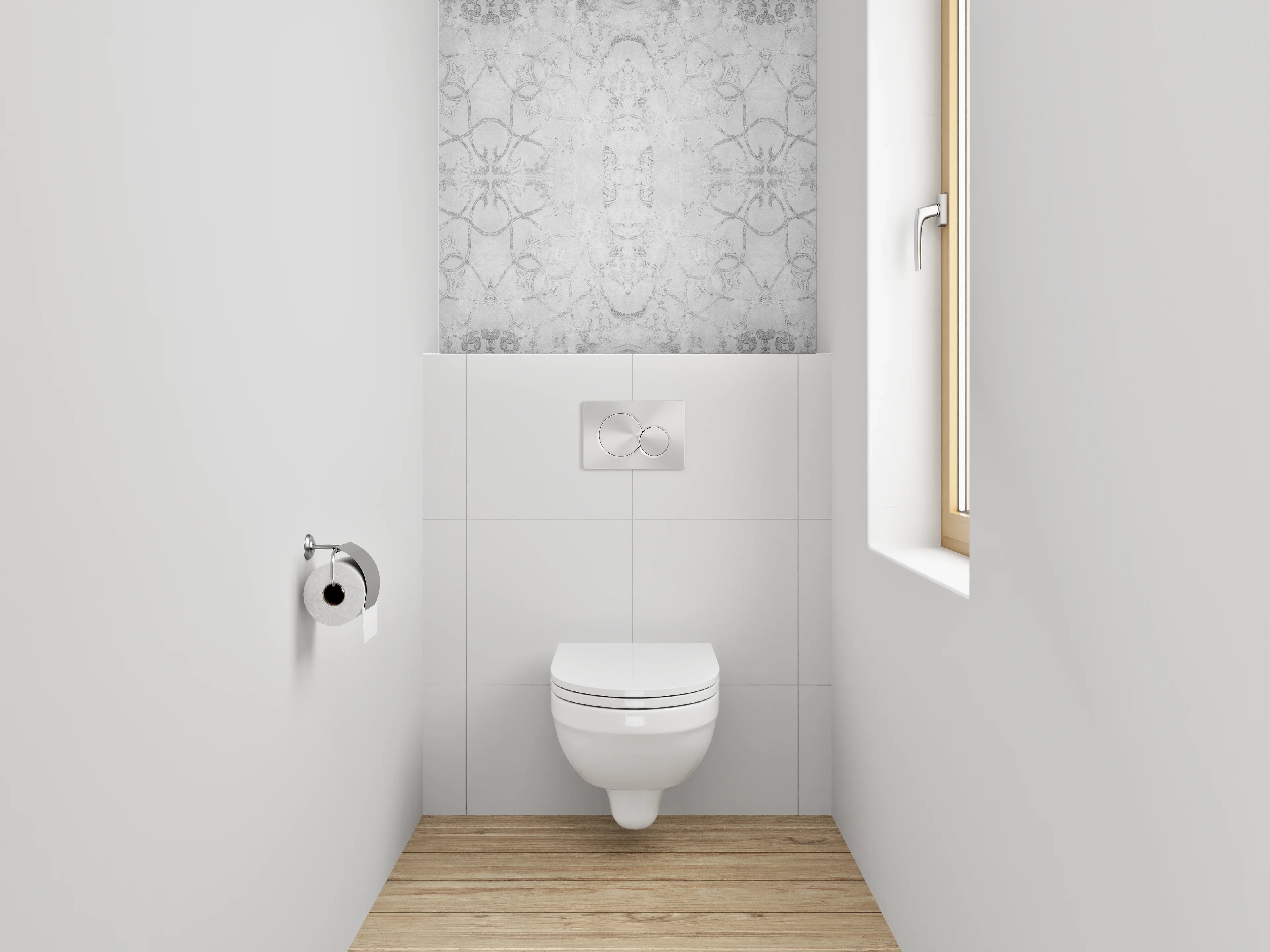 WC-Rückwand - Weiße Marmor-Optik mit feinen Musterlinien