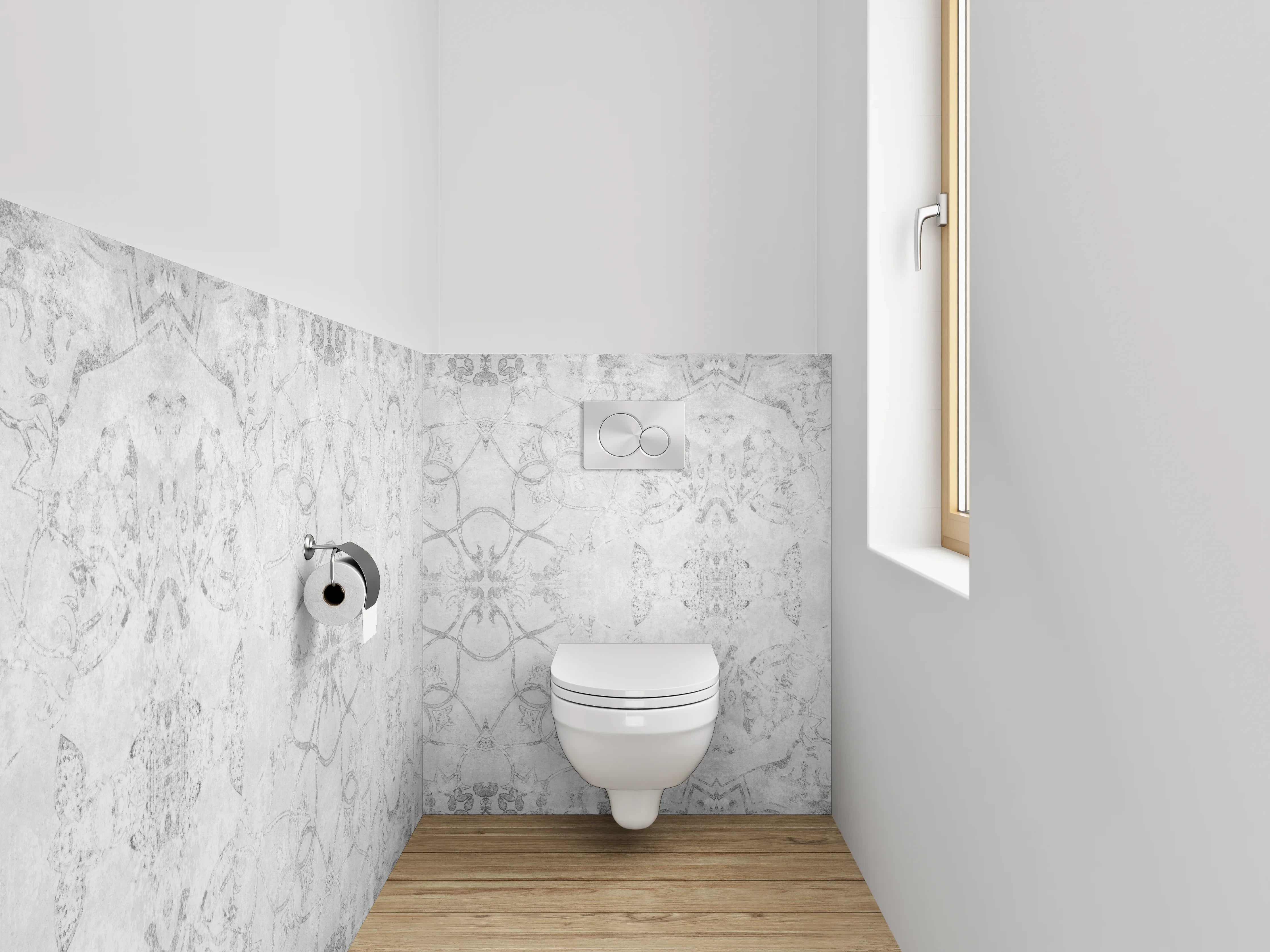 WC-Rückwand - Weiße Marmor-Optik mit feinen Musterlinien