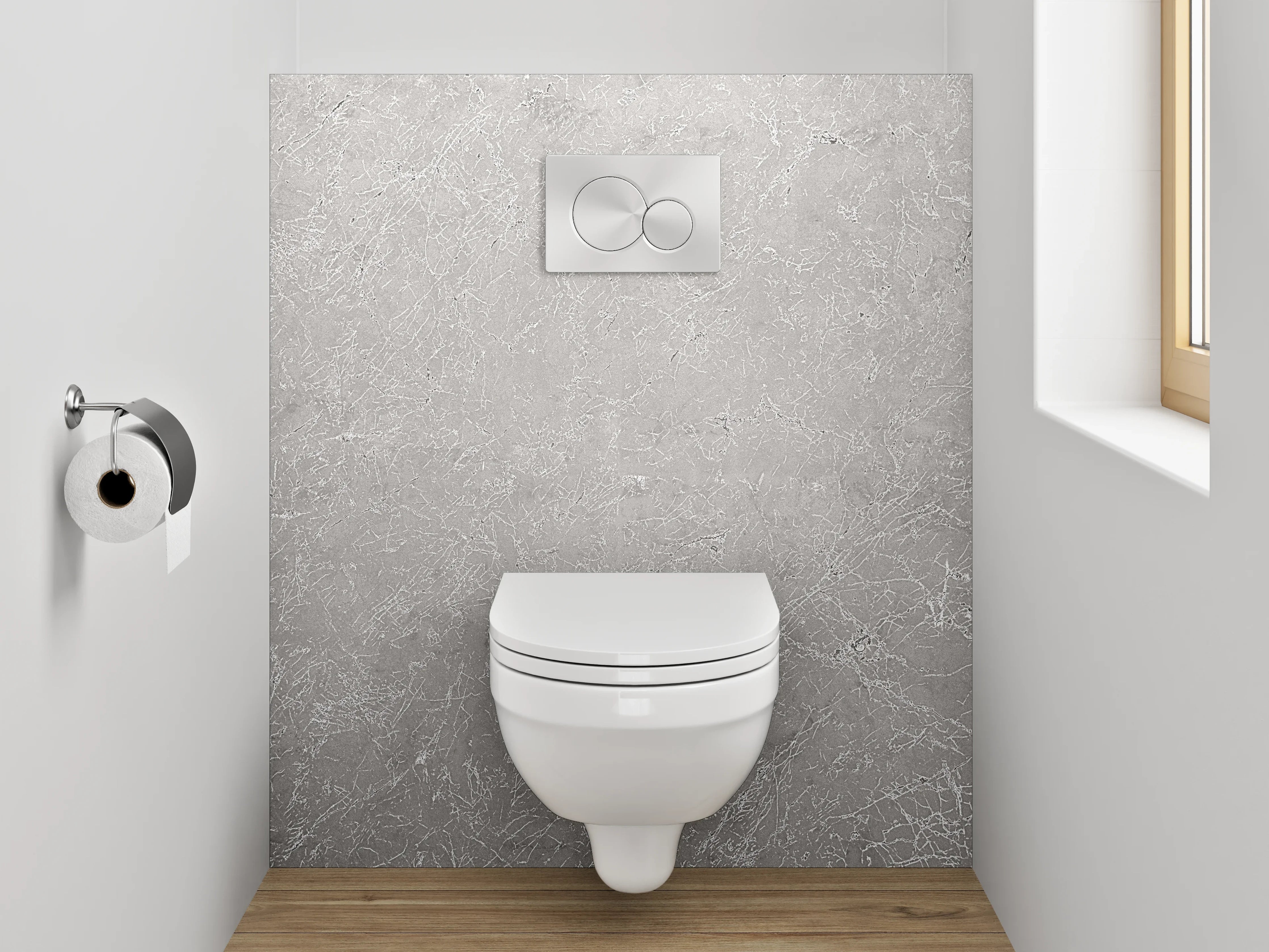 WC-Rückwand - Weiße Marmor-Optik mit feinen Strukturen