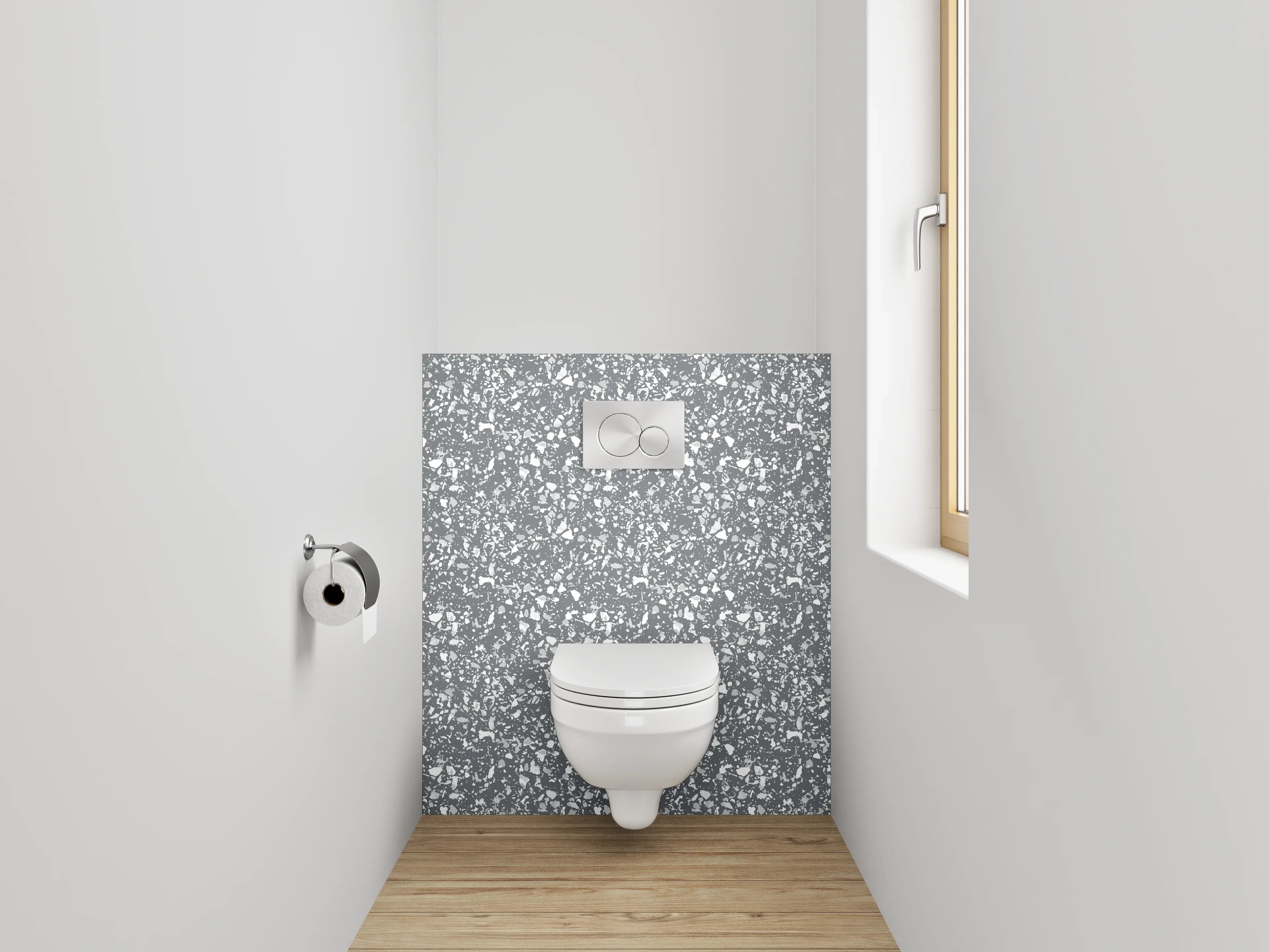 WC-Rückwand - Weiße Marmor-Optik mit feiner Maserung