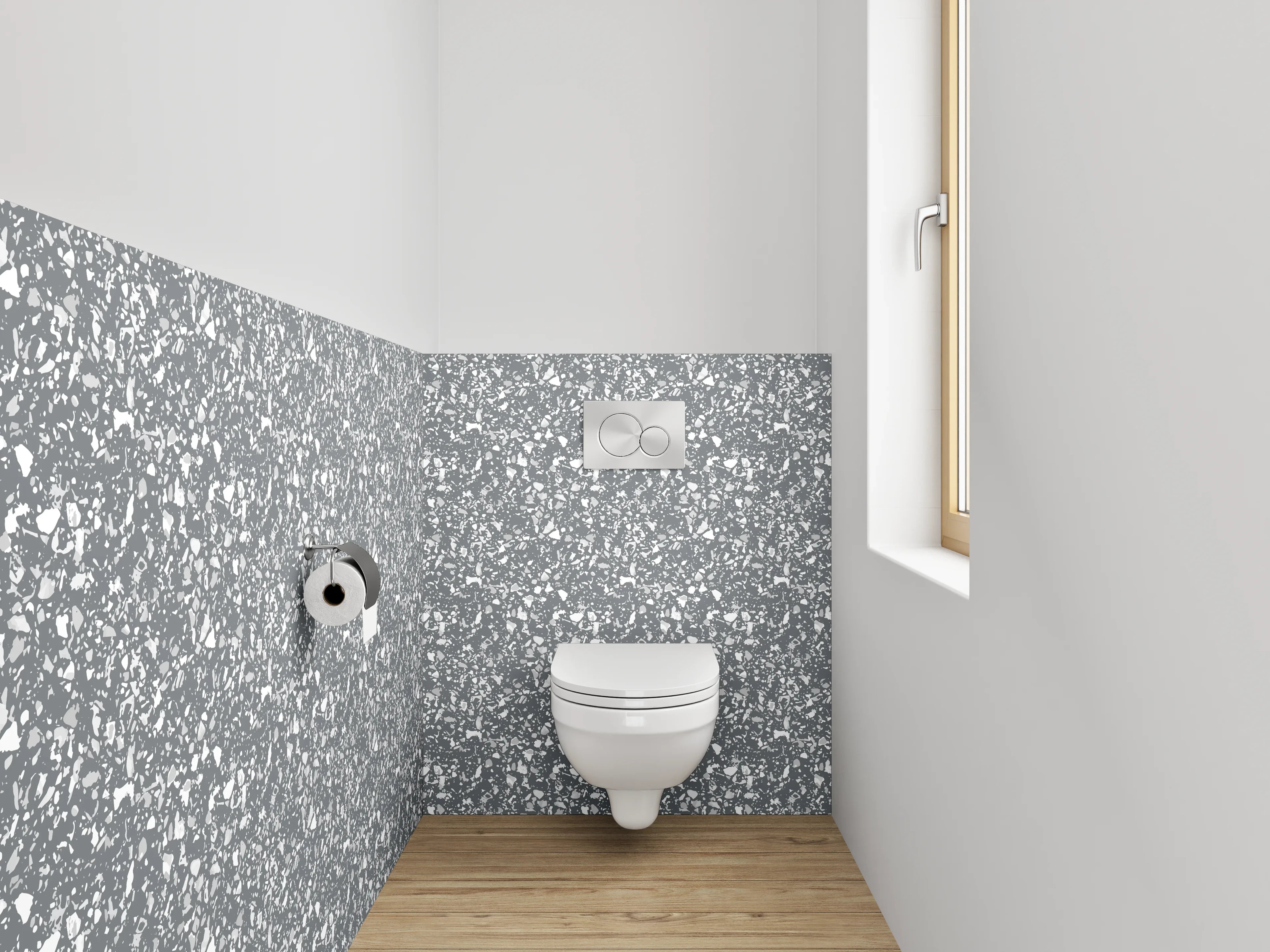 WC-Rückwand - Weiße Marmor-Optik mit feiner Maserung