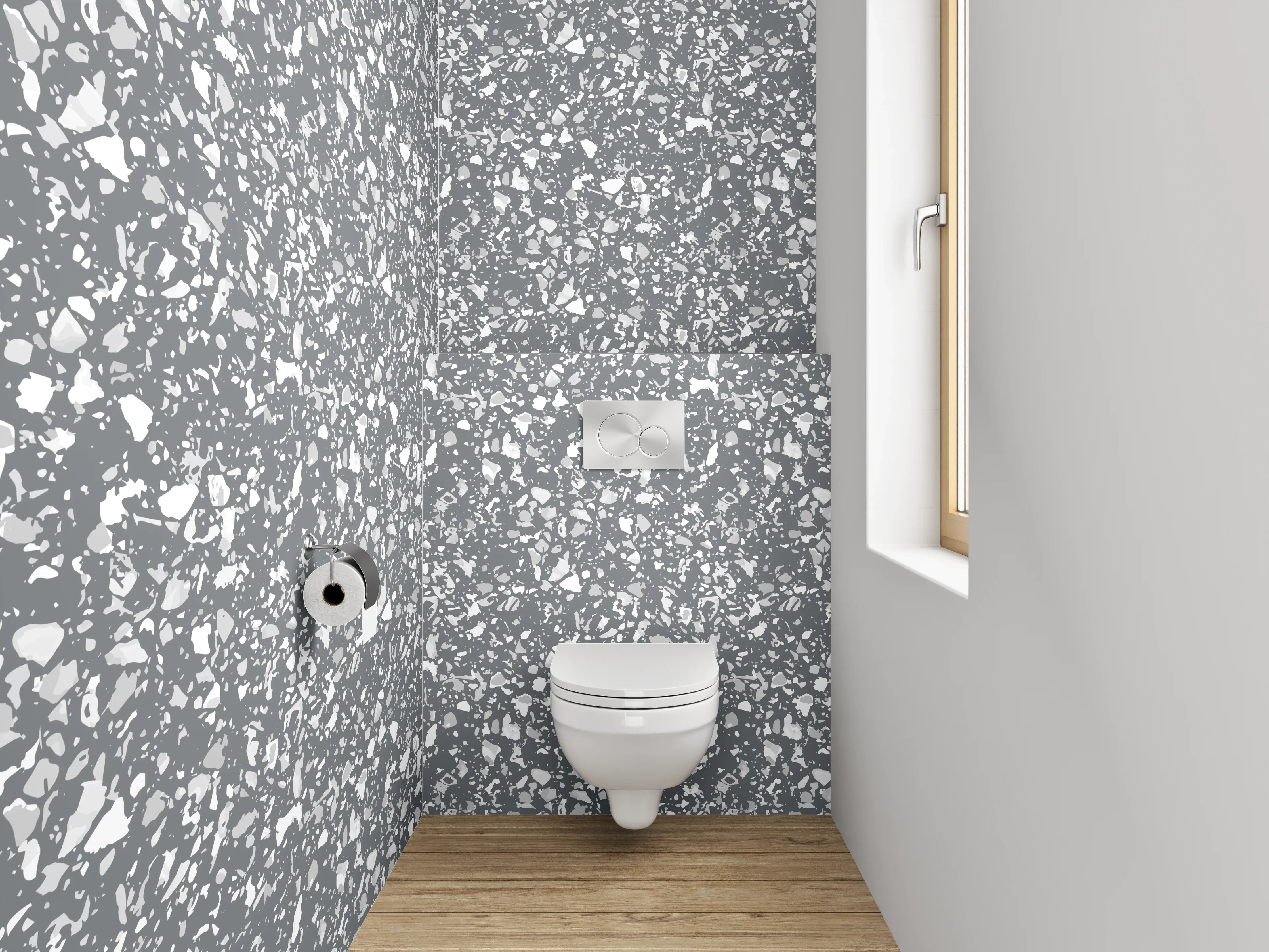WC-Rückwand - Weiße Marmor-Optik mit feiner Maserung