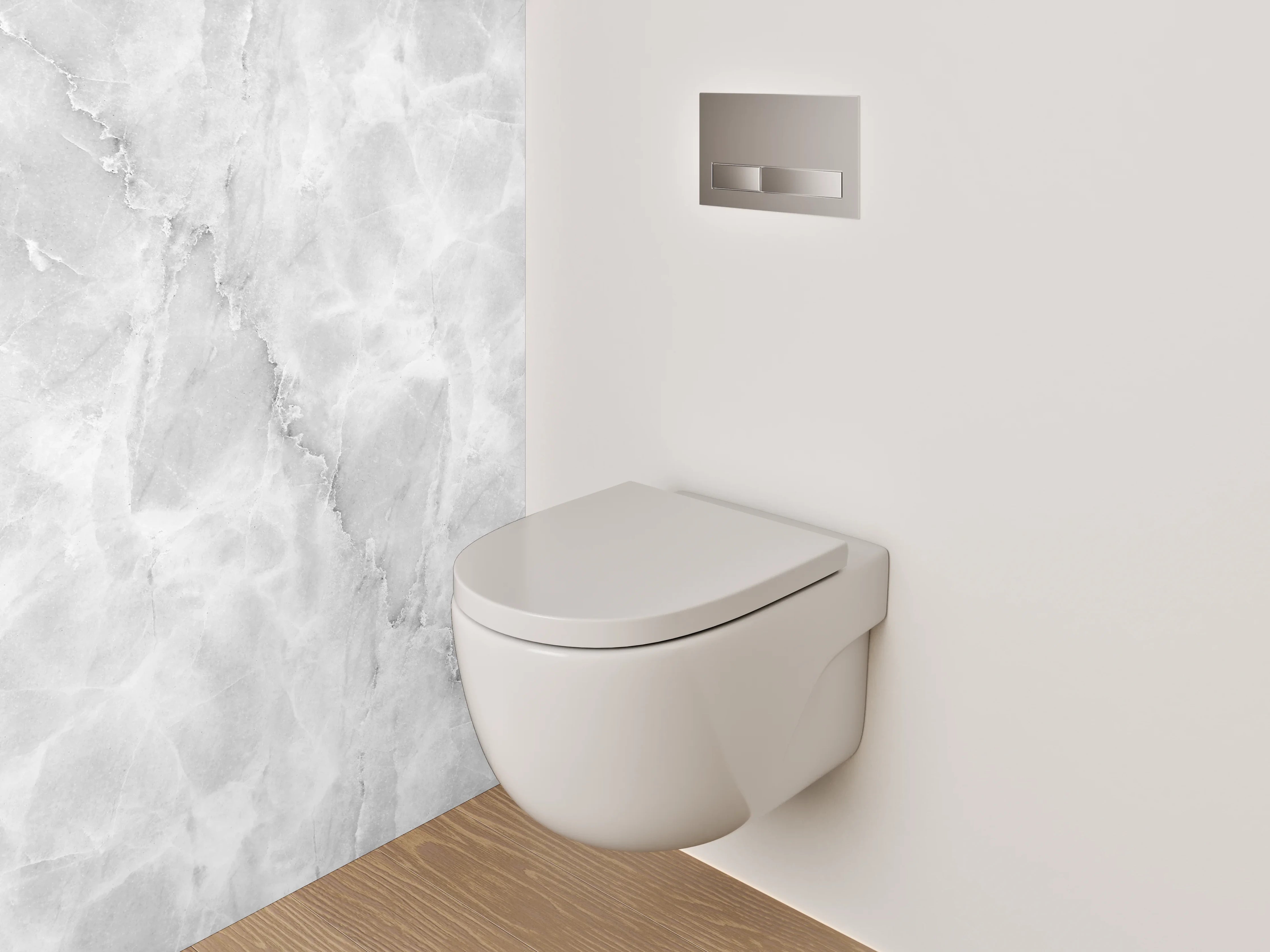 WC-Rückwand - Weiße Marmor-Textur mit grauem Muster