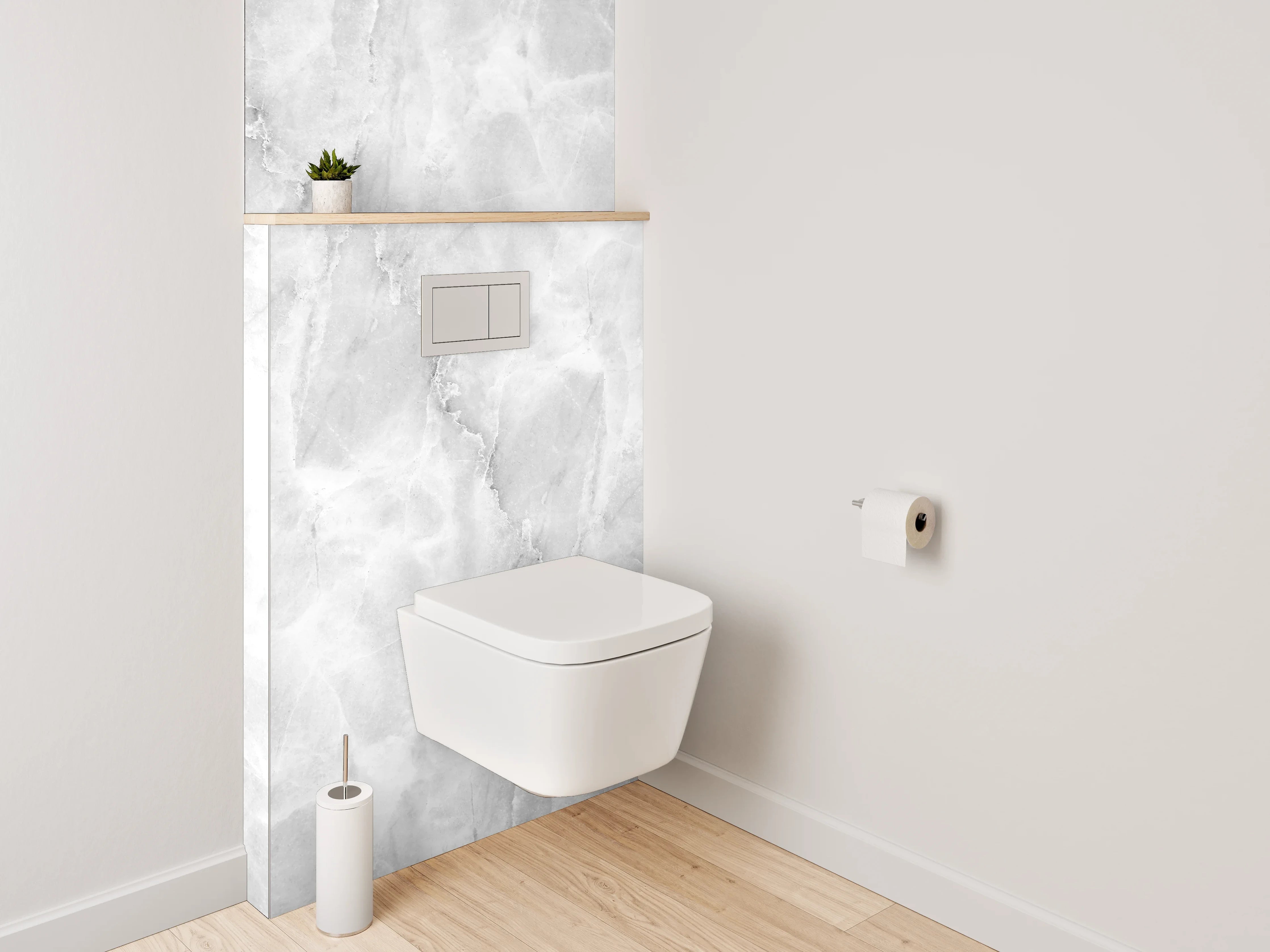 WC-Rückwand - Weiße Marmor-Textur mit grauem Muster