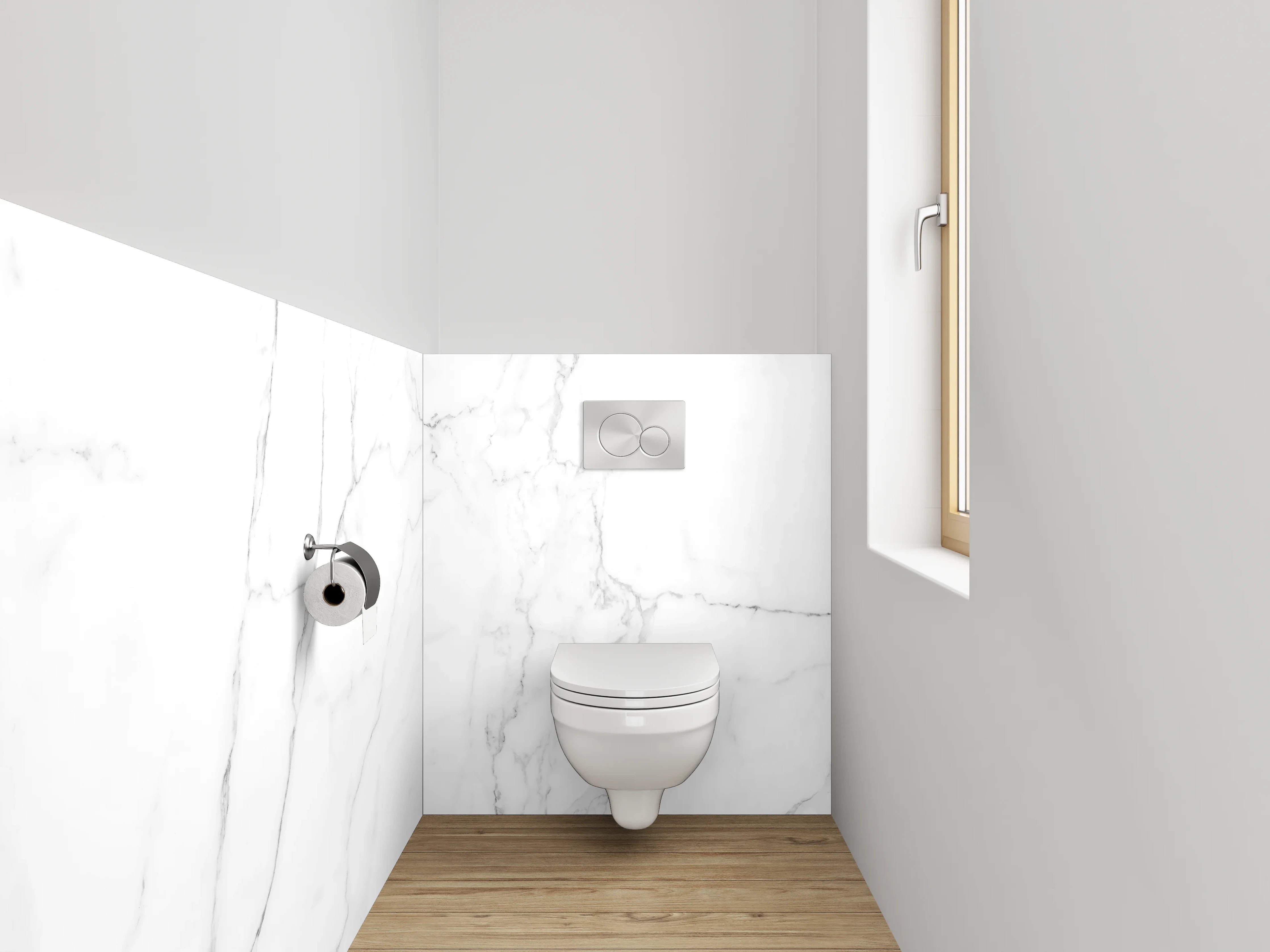 WC-Rückwand - Weiße Marmor-Textur mit grauen Adern