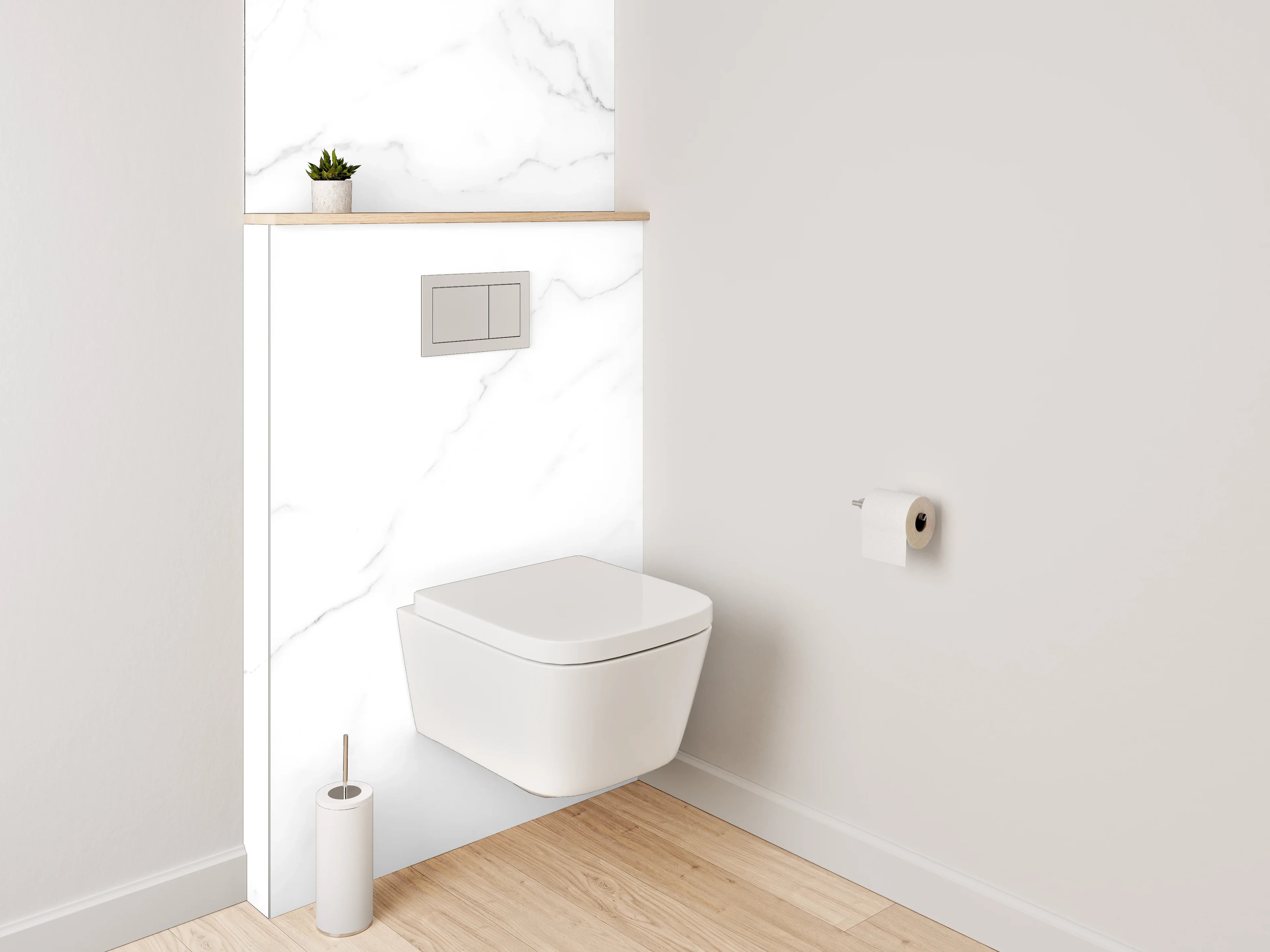 WC-Rückwand - Weiße Marmor-Textur mit grauen Adern