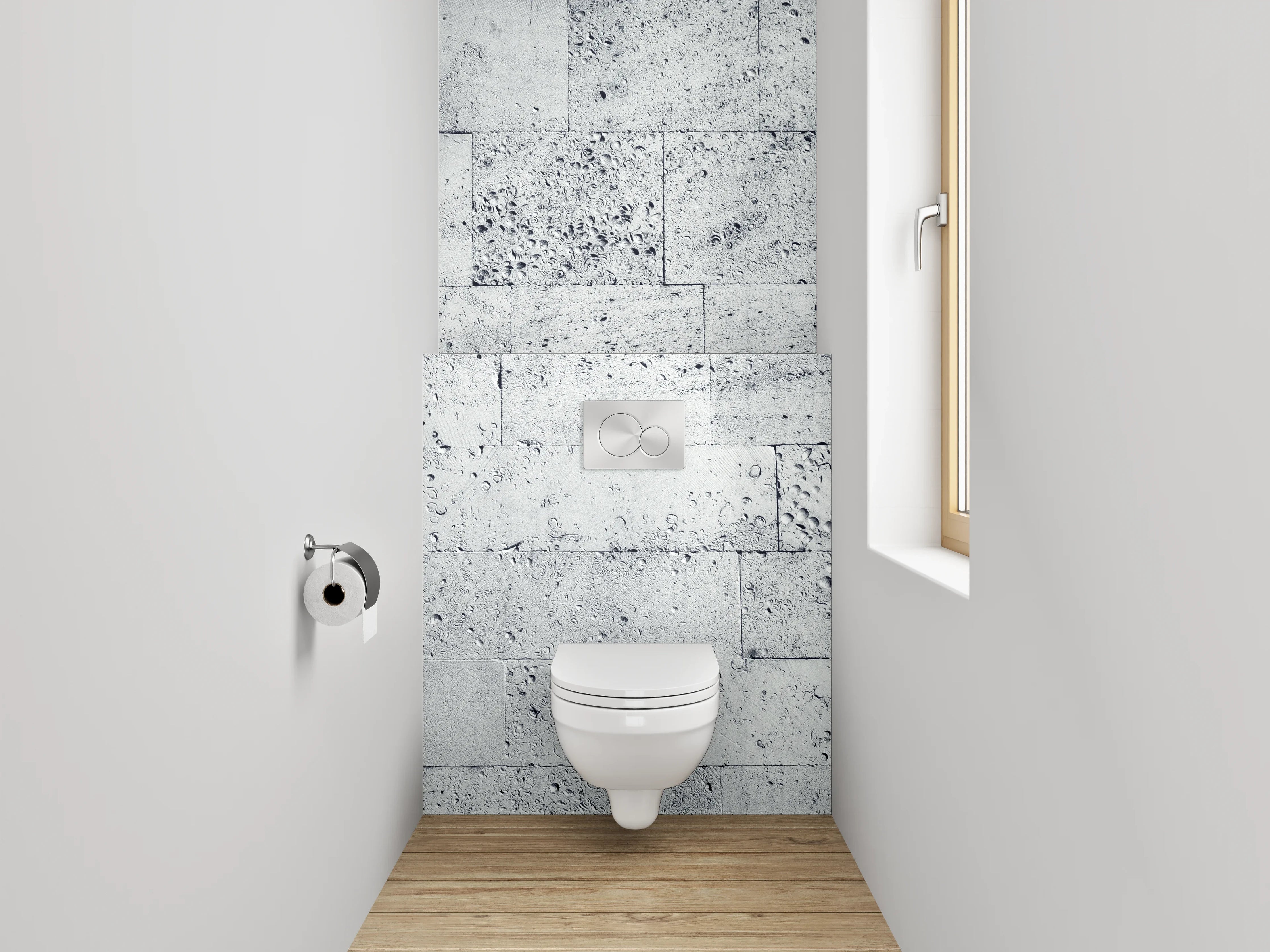 WC-Rückwand - Weiße Marmoroptik Wandverkleidung