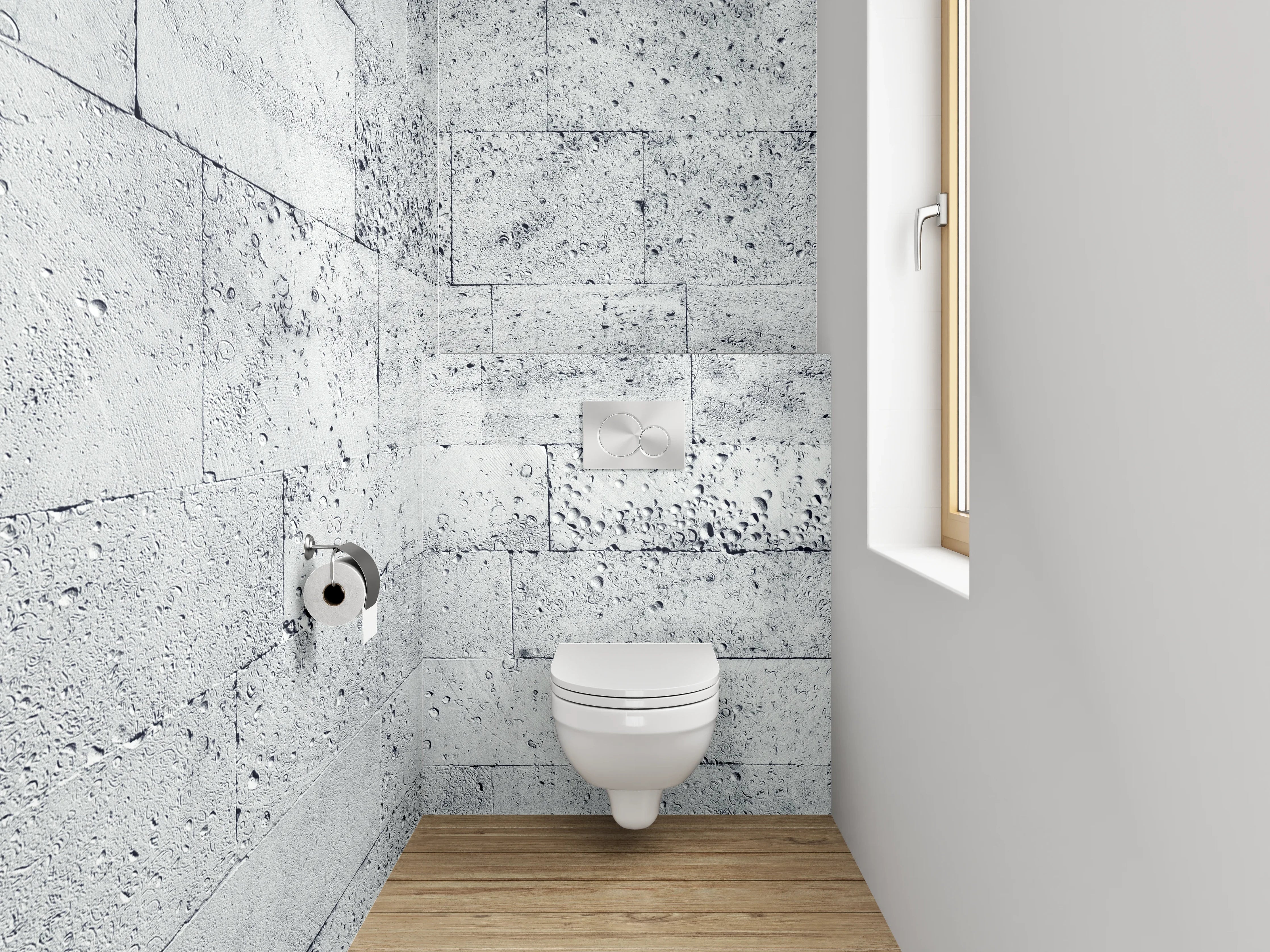 WC-Rückwand - Weiße Marmoroptik Wandverkleidung