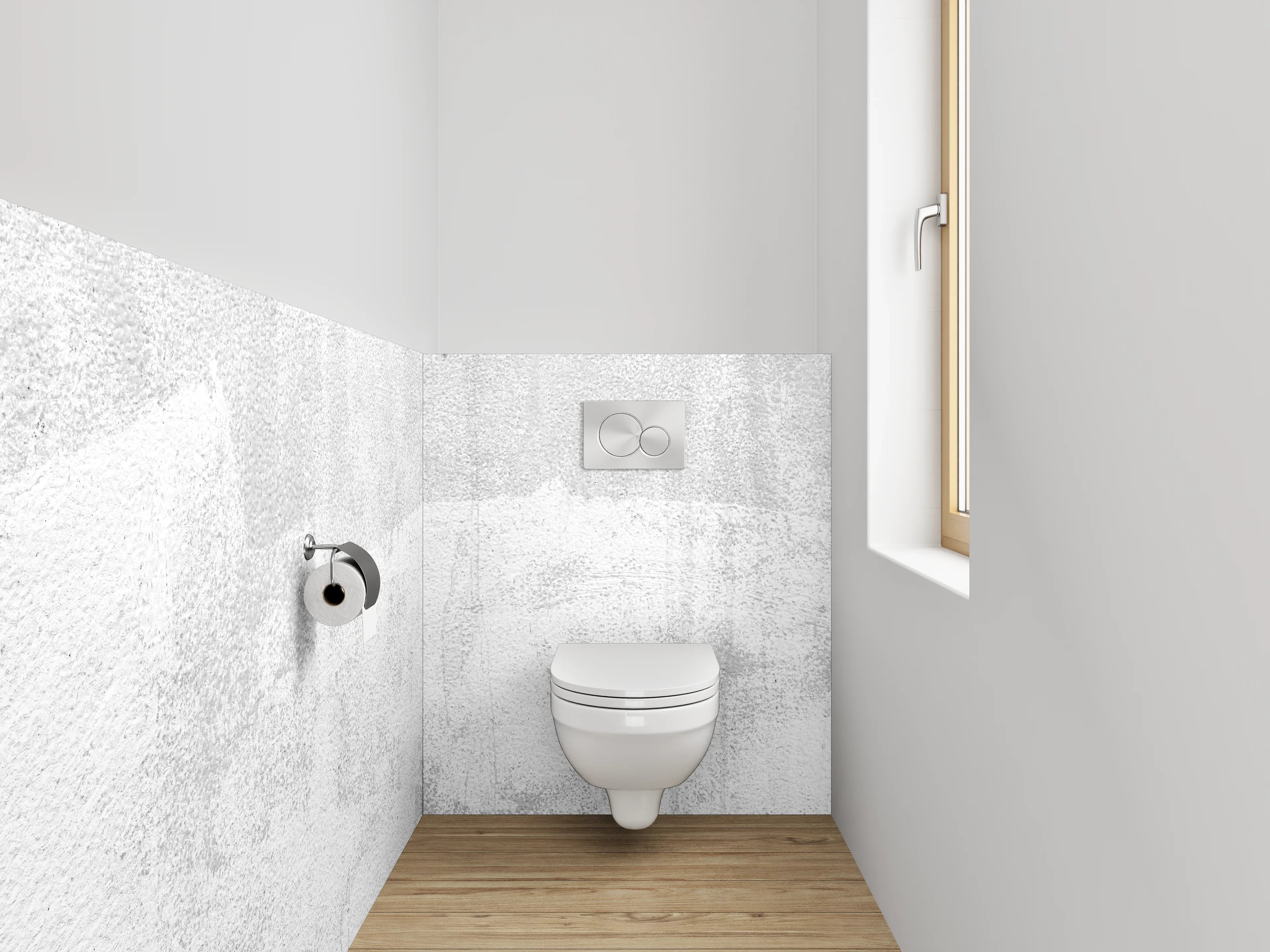 WC-Rückwand - Weiße Marmoroptik mit dezentem Grau