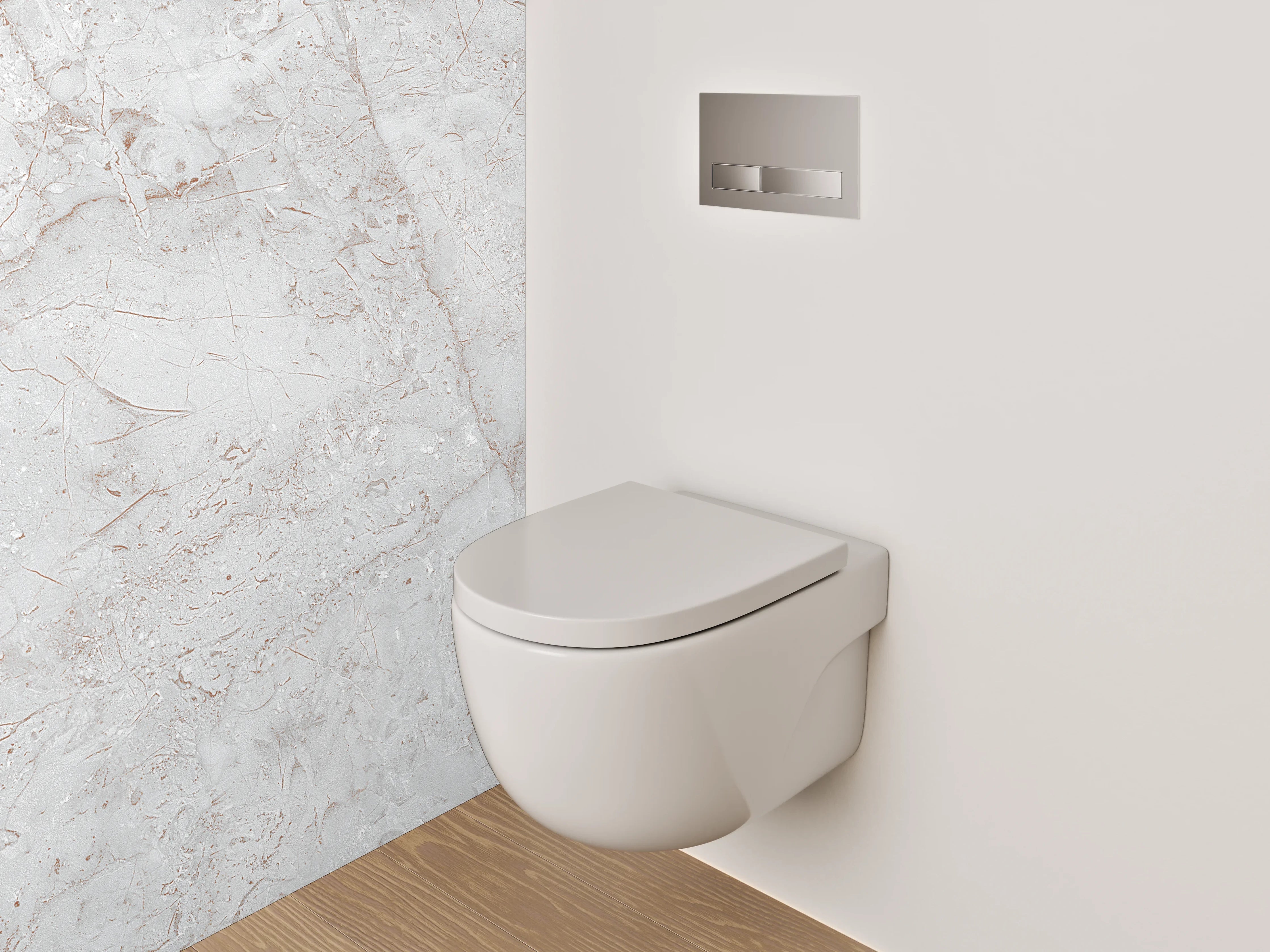WC-Rückwand - Weiße Marmoroptik mit feinen Grautönen