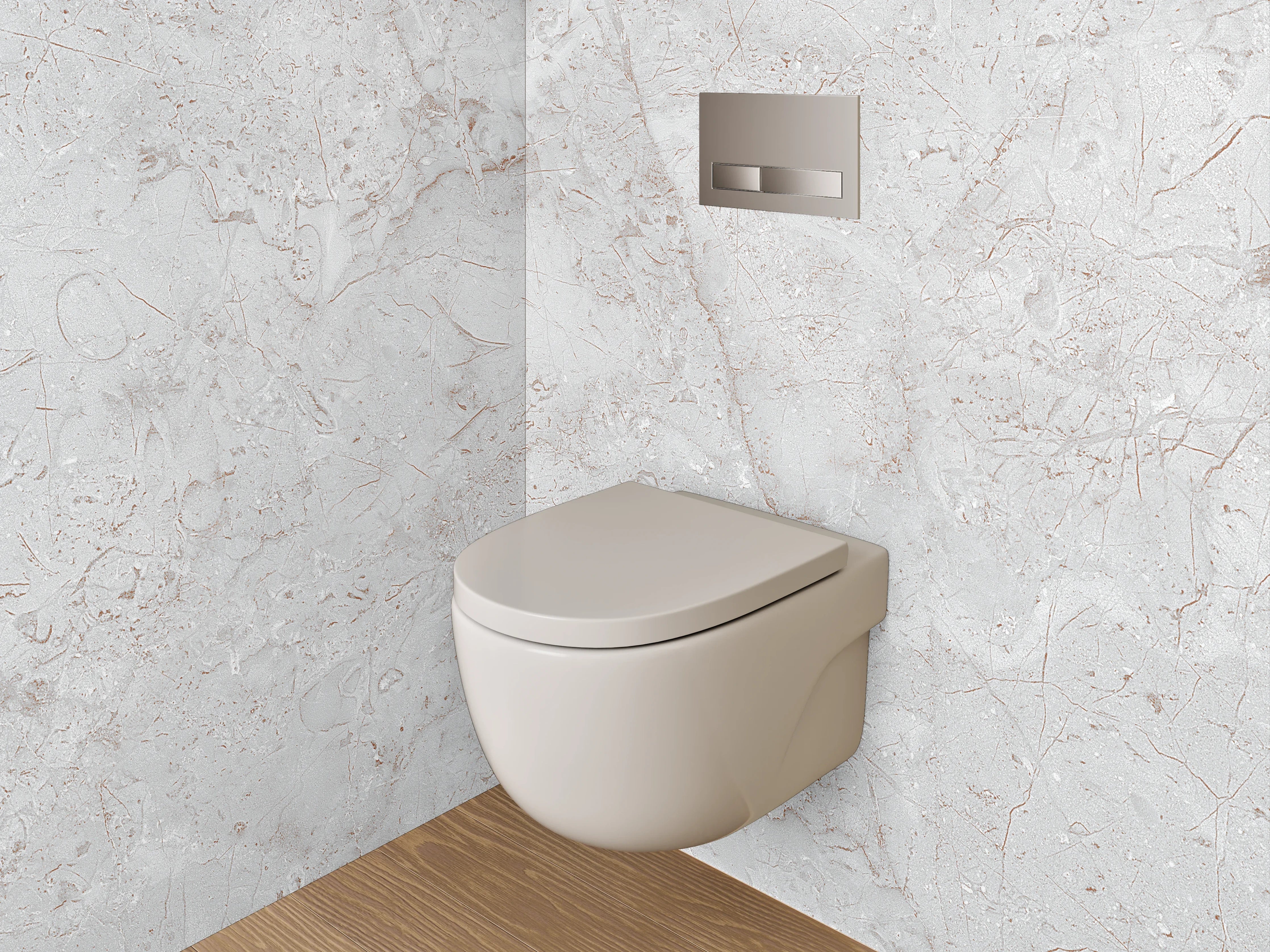 WC-Rückwand - Weiße Marmoroptik mit feinen Grautönen
