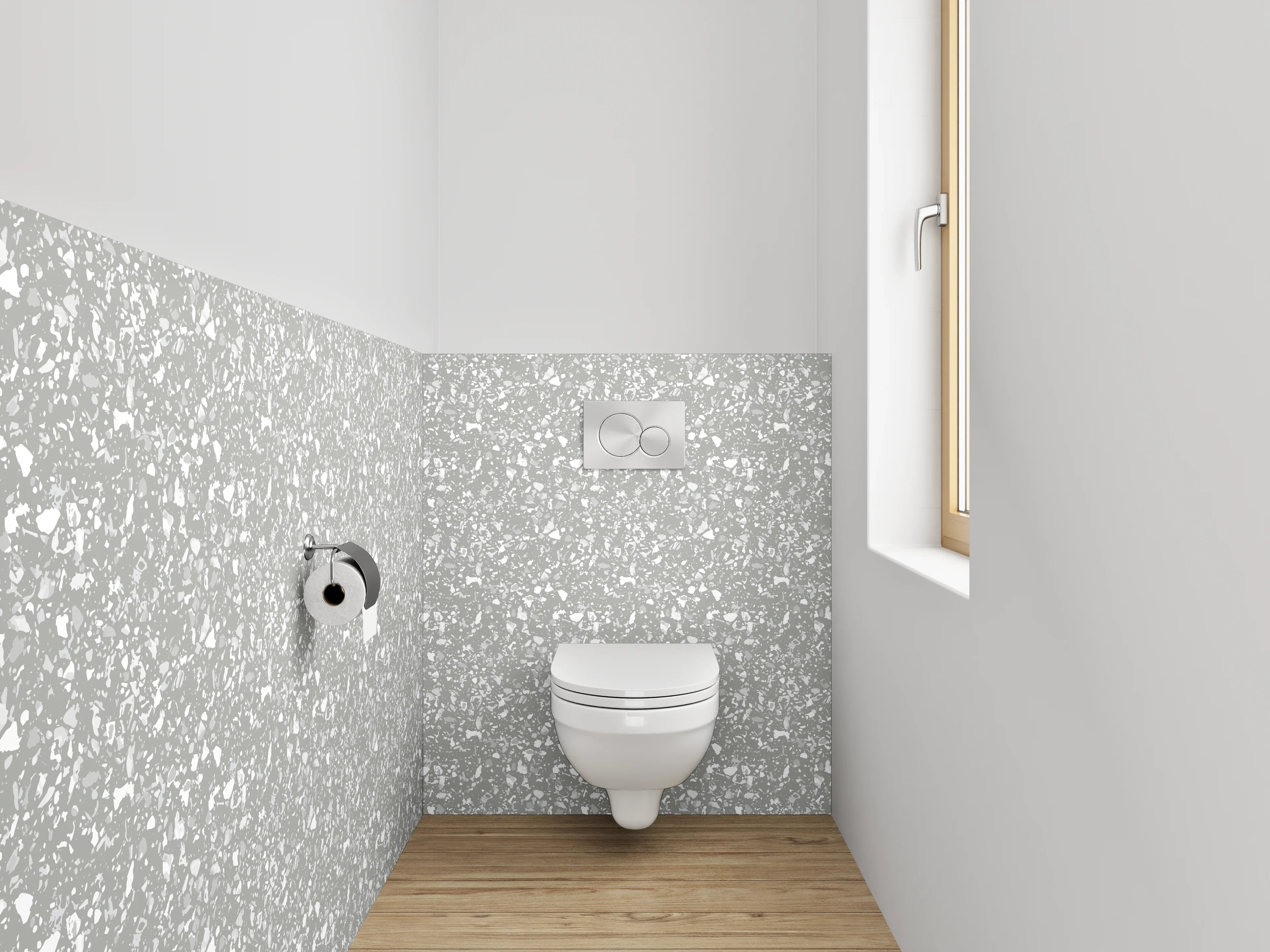 WC-Rückwand - Weiße Marmoroptik mit feiner Textur