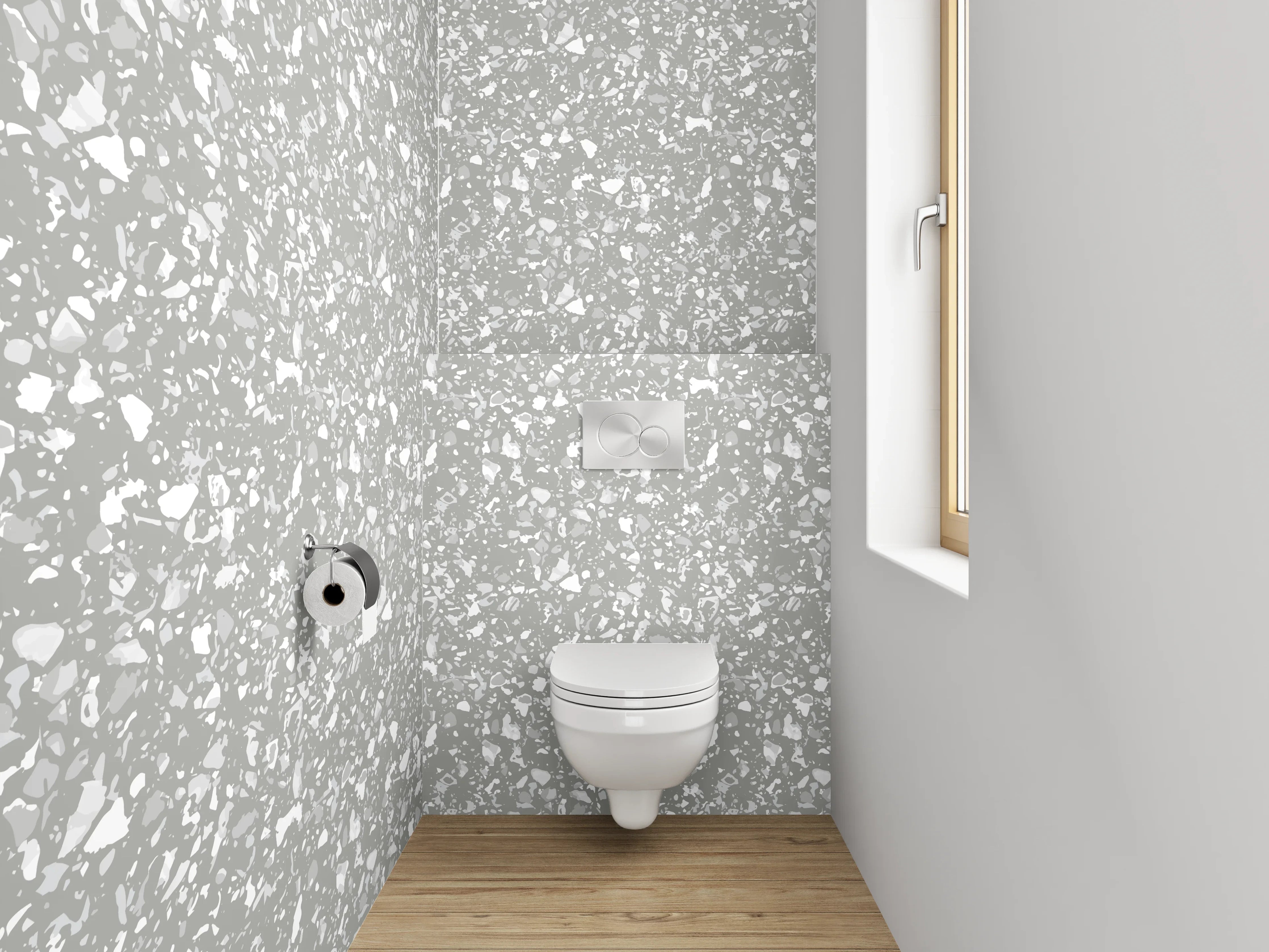 WC-Rückwand - Weiße Marmoroptik mit feiner Textur