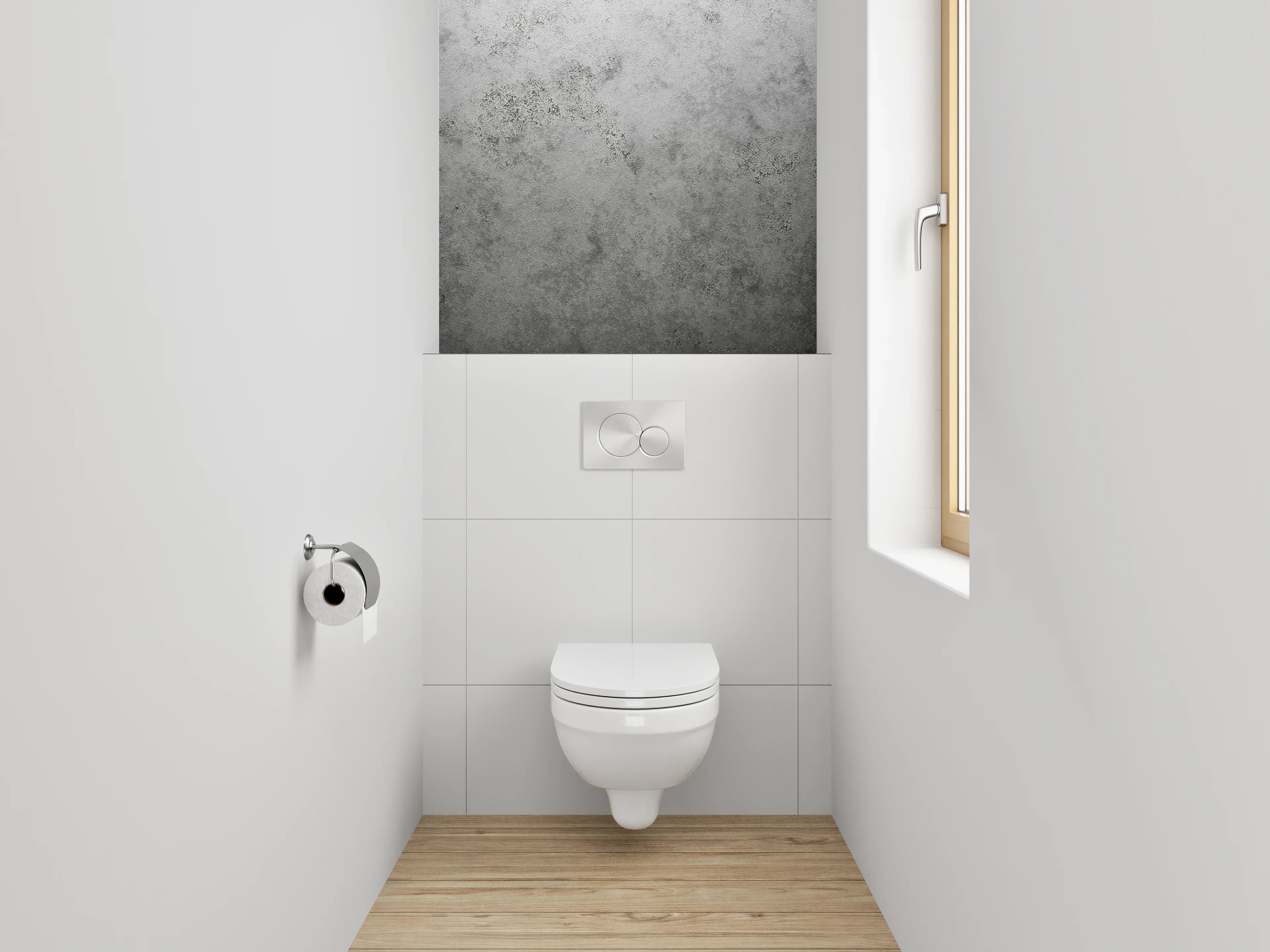WC-Rückwand - Weiße Marmoroptik mit grauen Akzenten