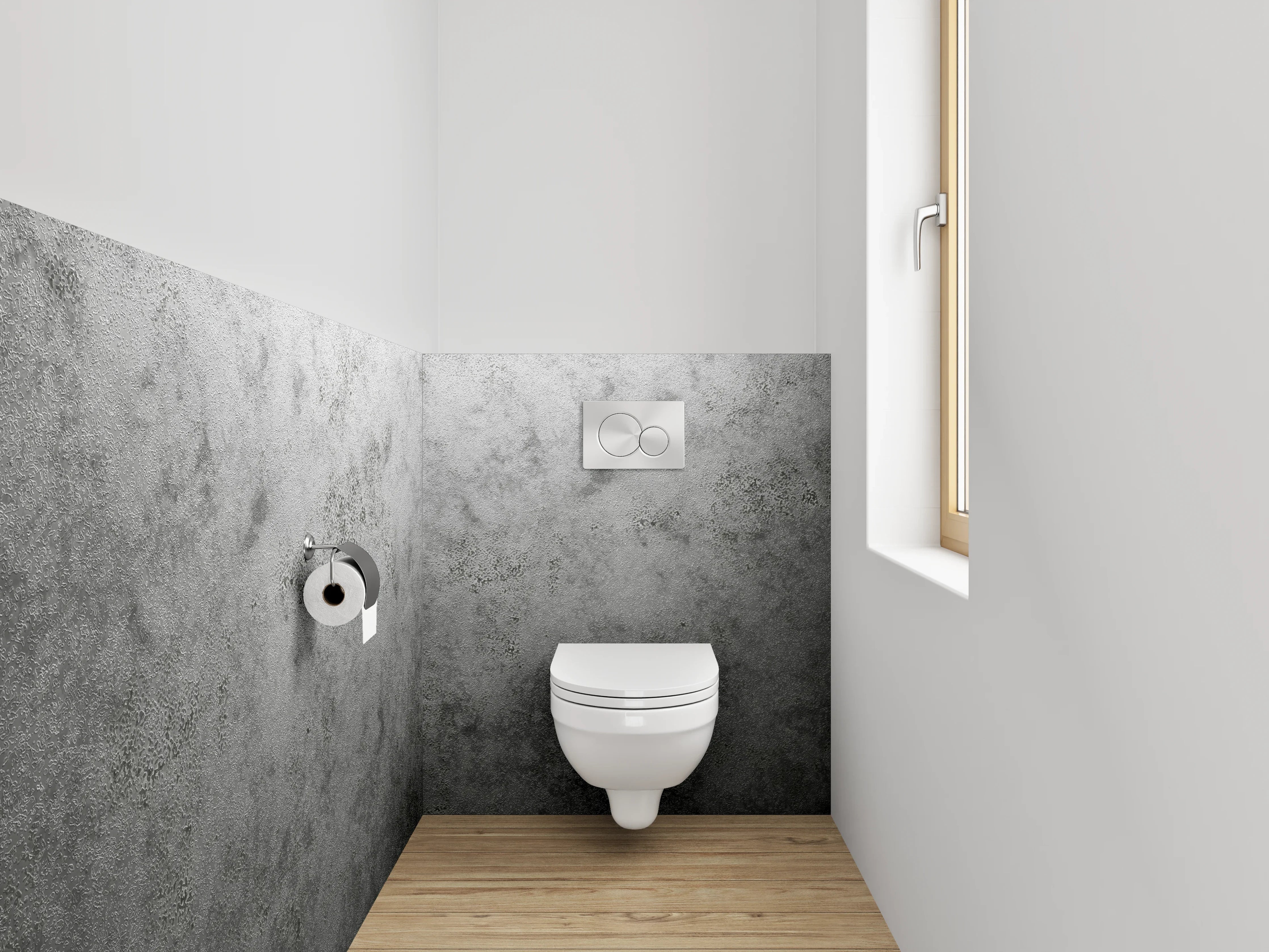 WC-Rückwand - Weiße Marmoroptik mit grauen Akzenten