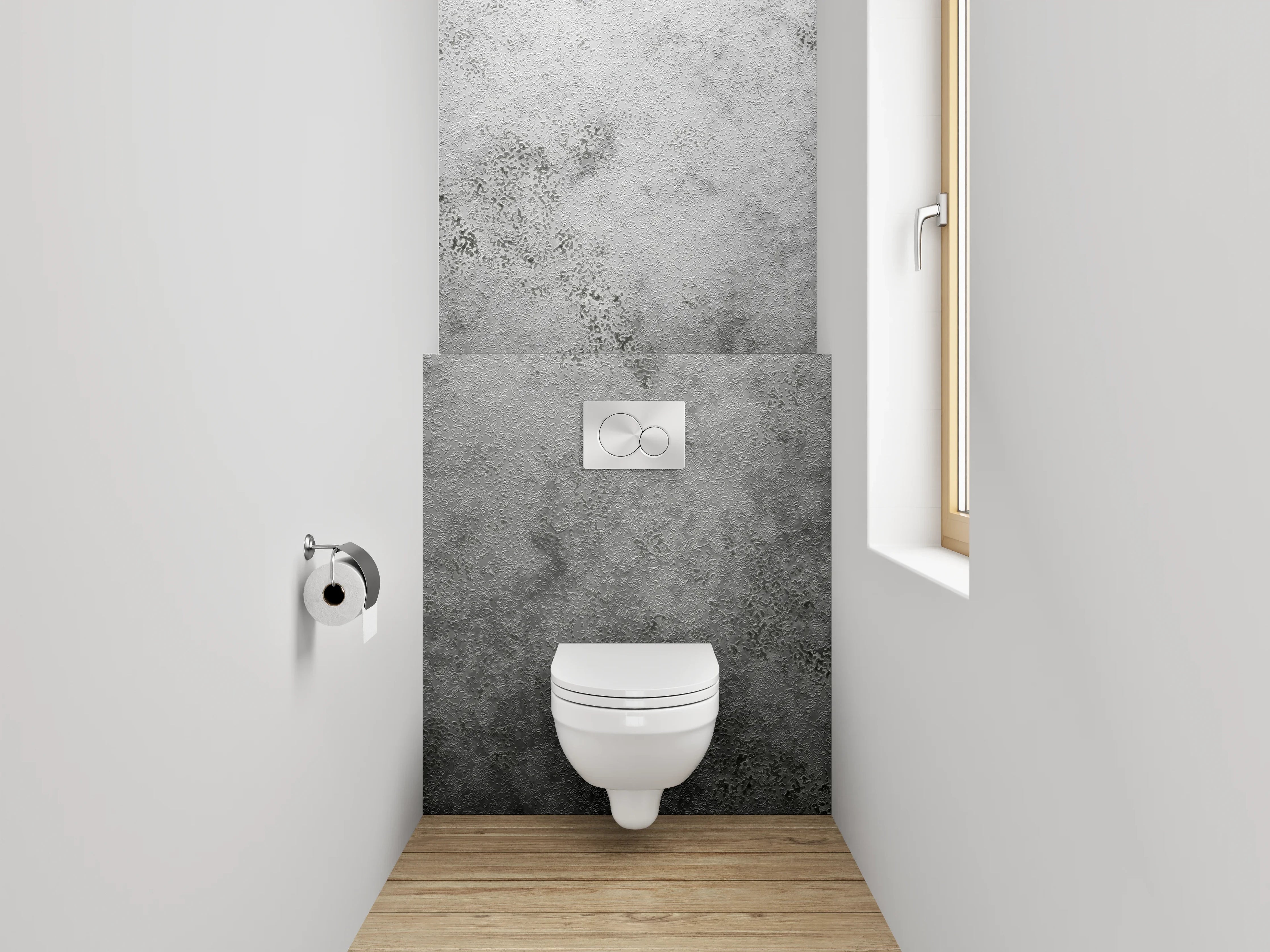 WC-Rückwand - Weiße Marmoroptik mit grauen Akzenten