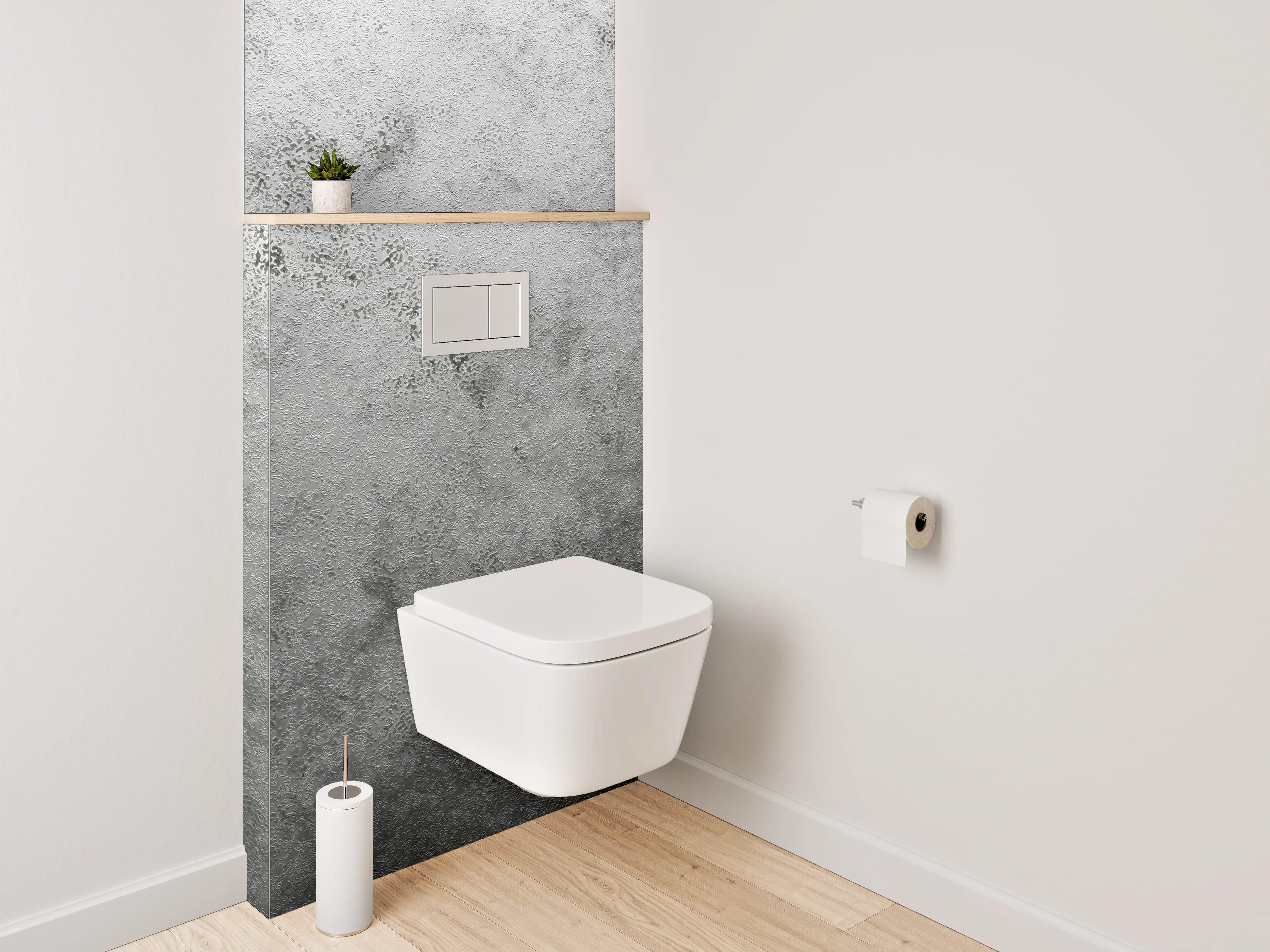 WC-Rückwand - Weiße Marmoroptik mit grauen Akzenten