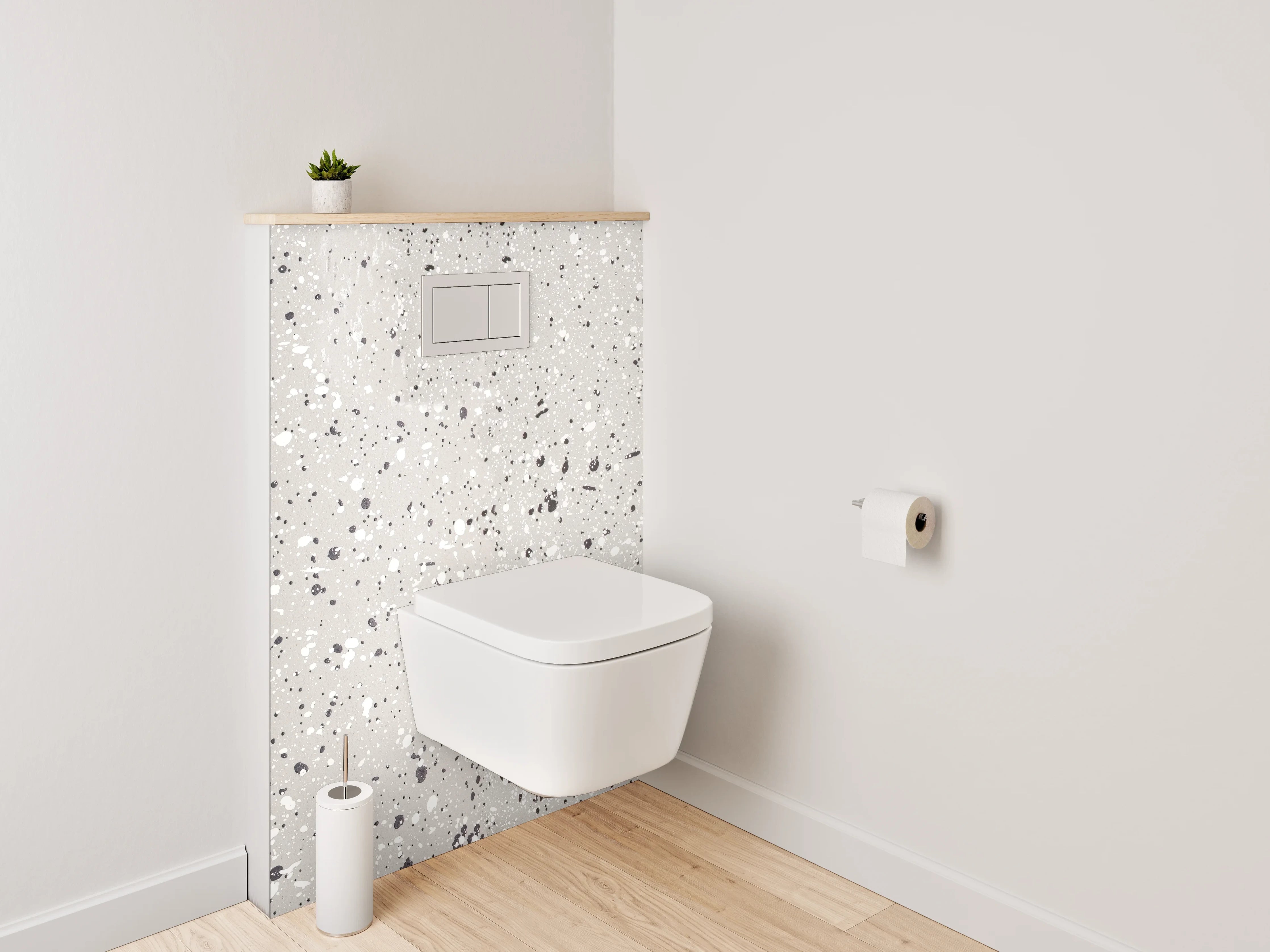 WC-Rückwand - Weiße Marmoroptik mit grauen Sprenkeln
