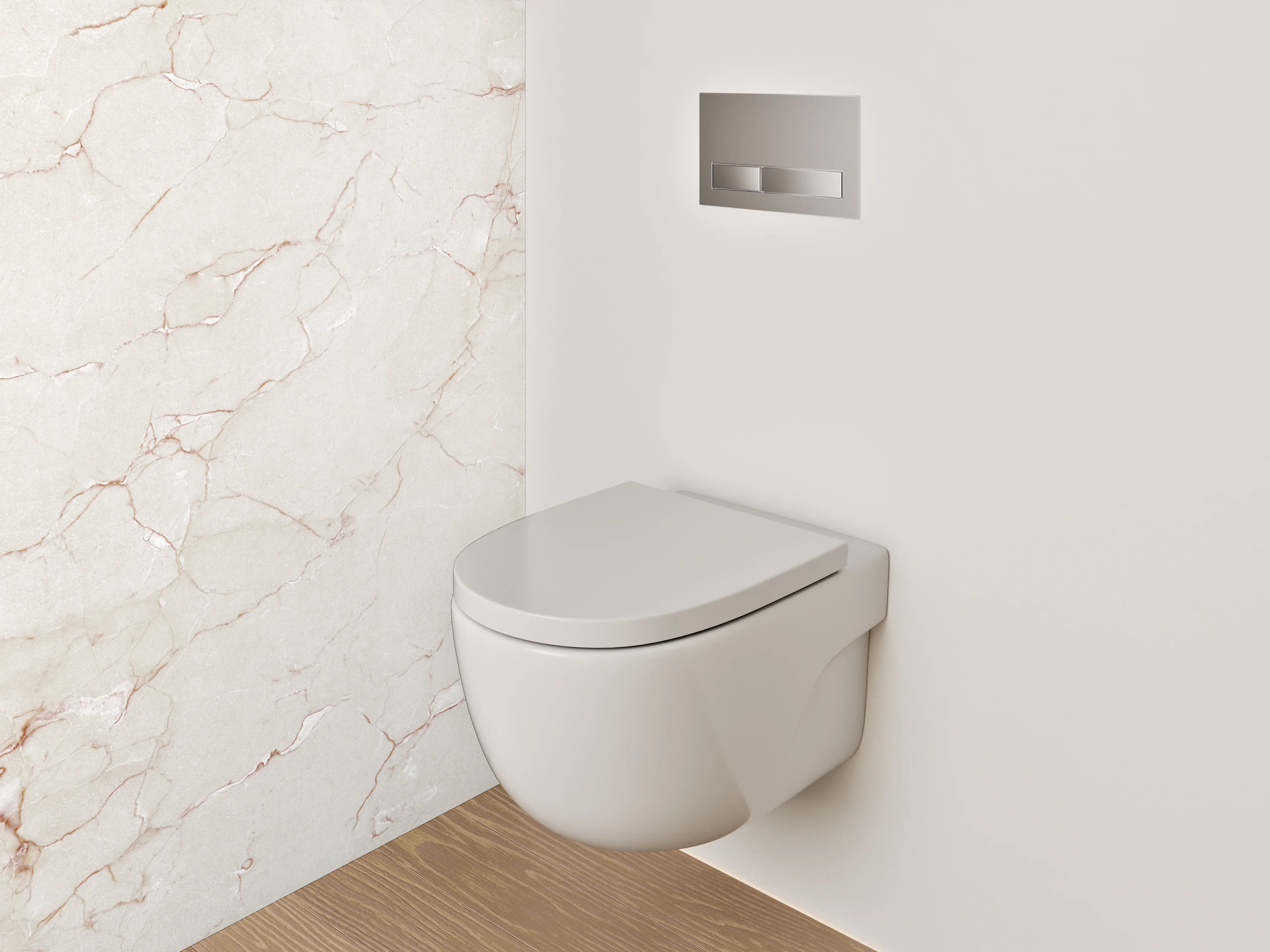 WC-Rückwand - Weiße Marmoroptik mit zarter Maserung