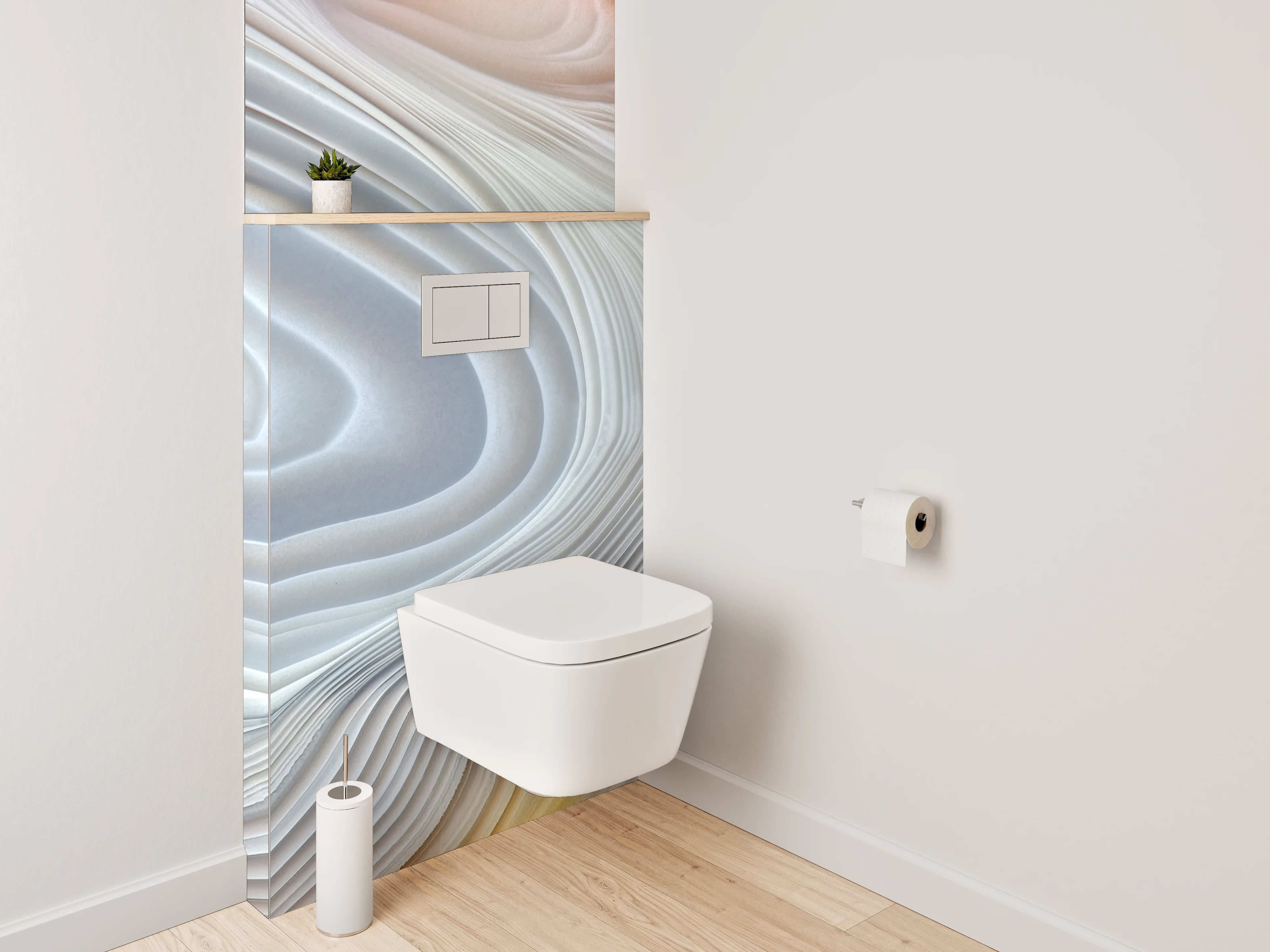 WC-Rückwand - Weiße Marmorstruktur – Abstrakte Eleganz