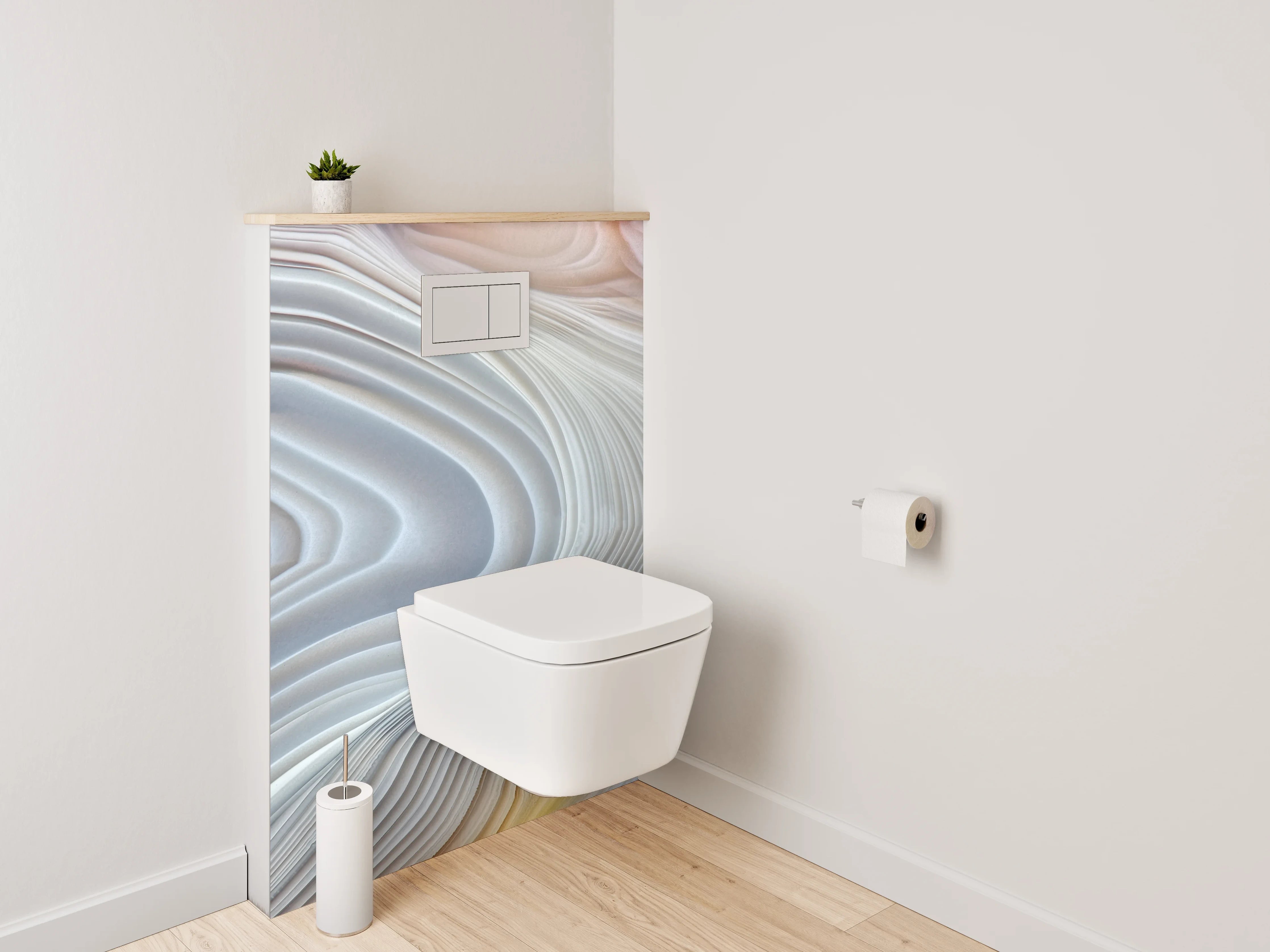 WC-Rückwand - Weiße Marmorstruktur – Abstrakte Eleganz