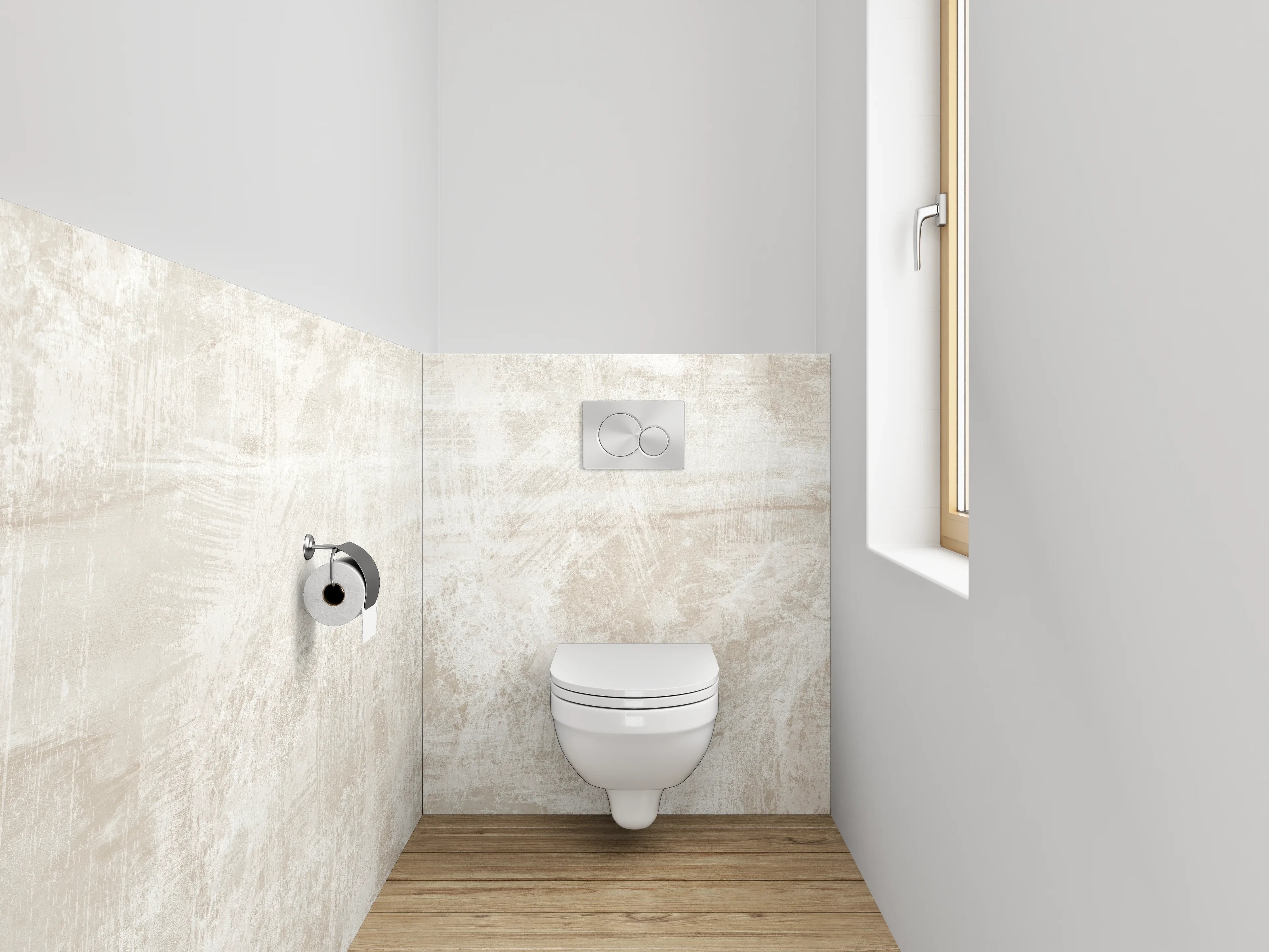 WC-Rückwand - Weiße Marmorstruktur mit grauen Akzenten