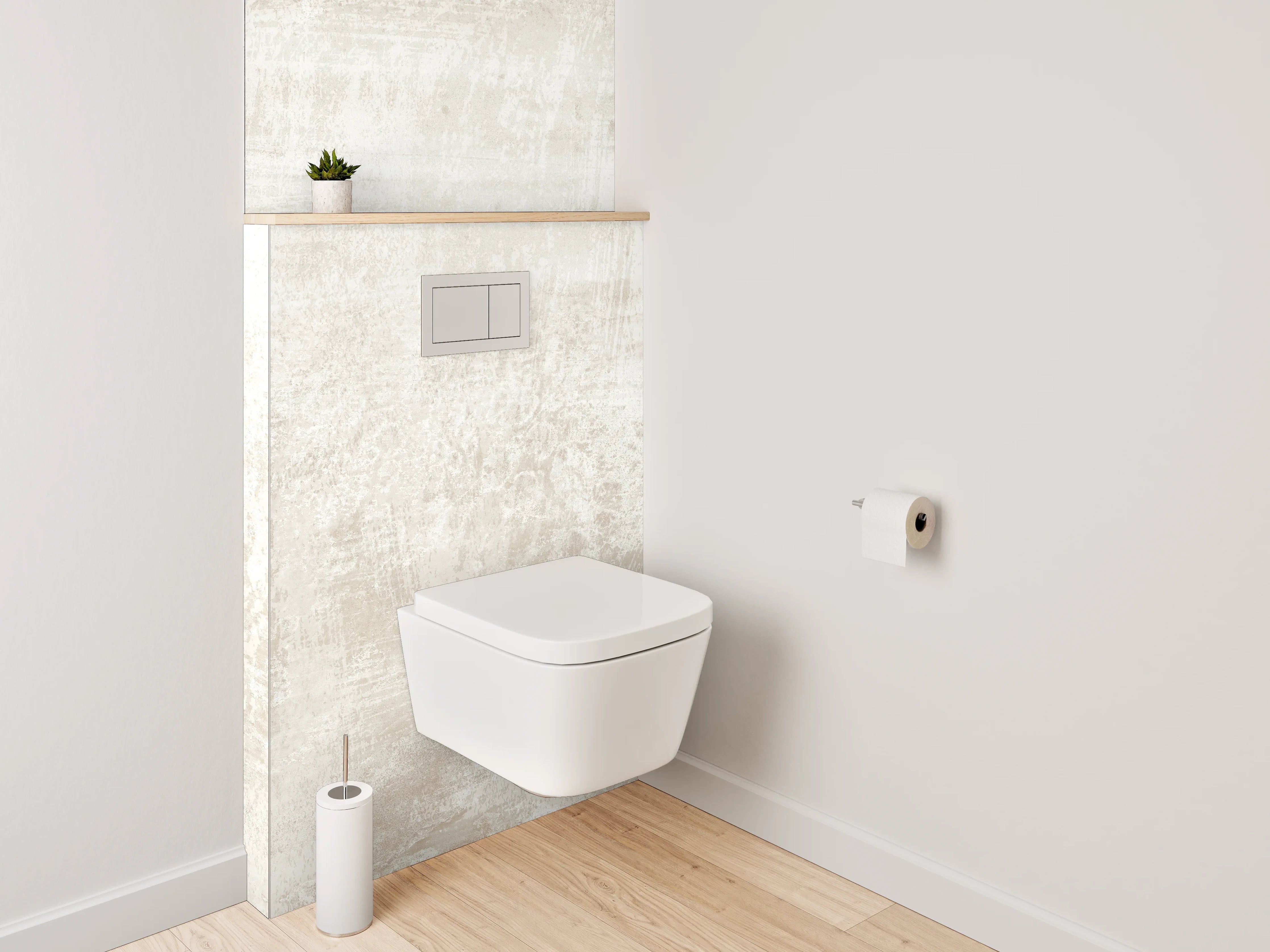 WC-Rückwand - Weiße Marmorstruktur mit grauen Akzenten