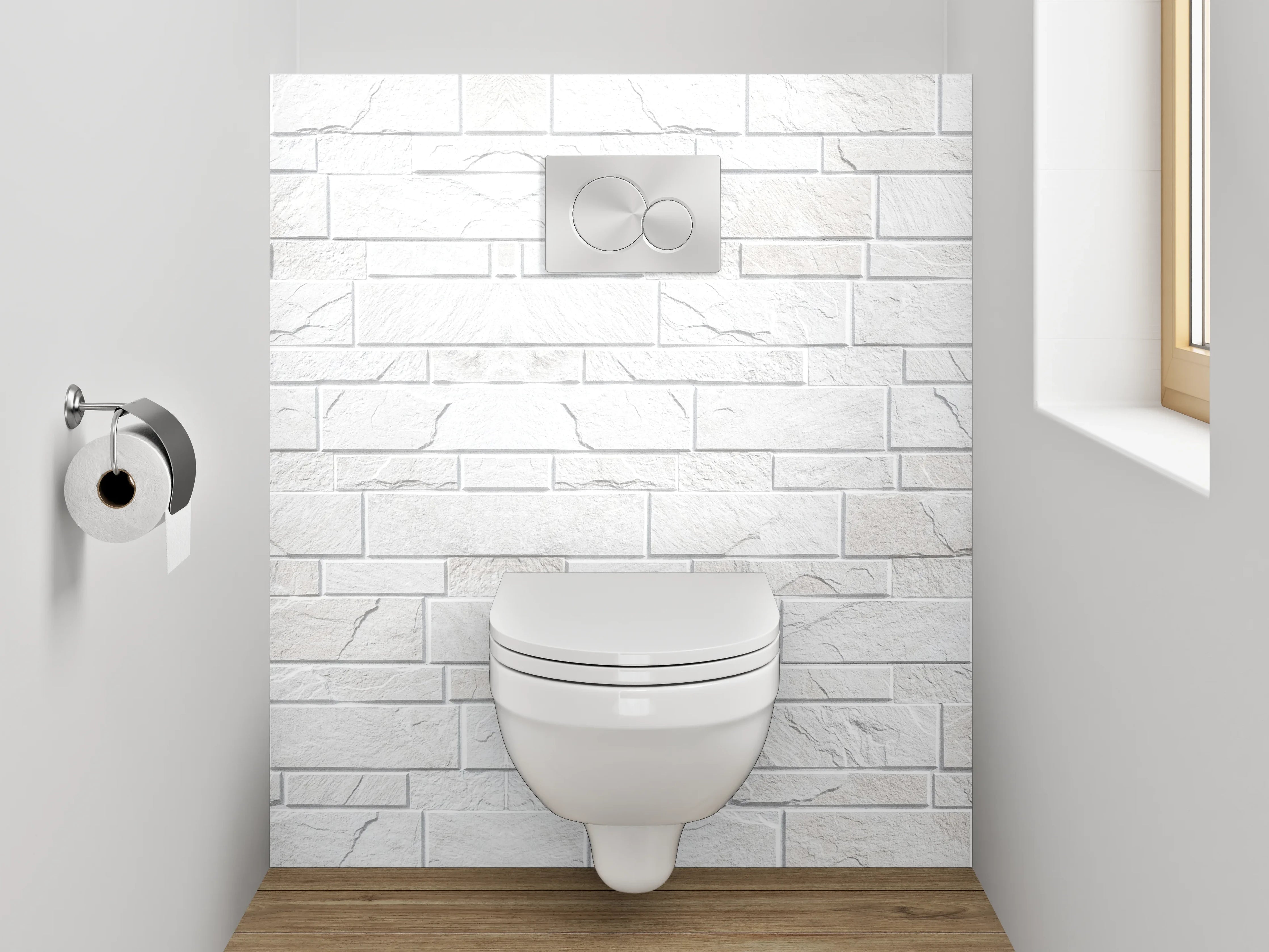WC-Rückwand - Weiße Marmorwand mit feiner Struktur