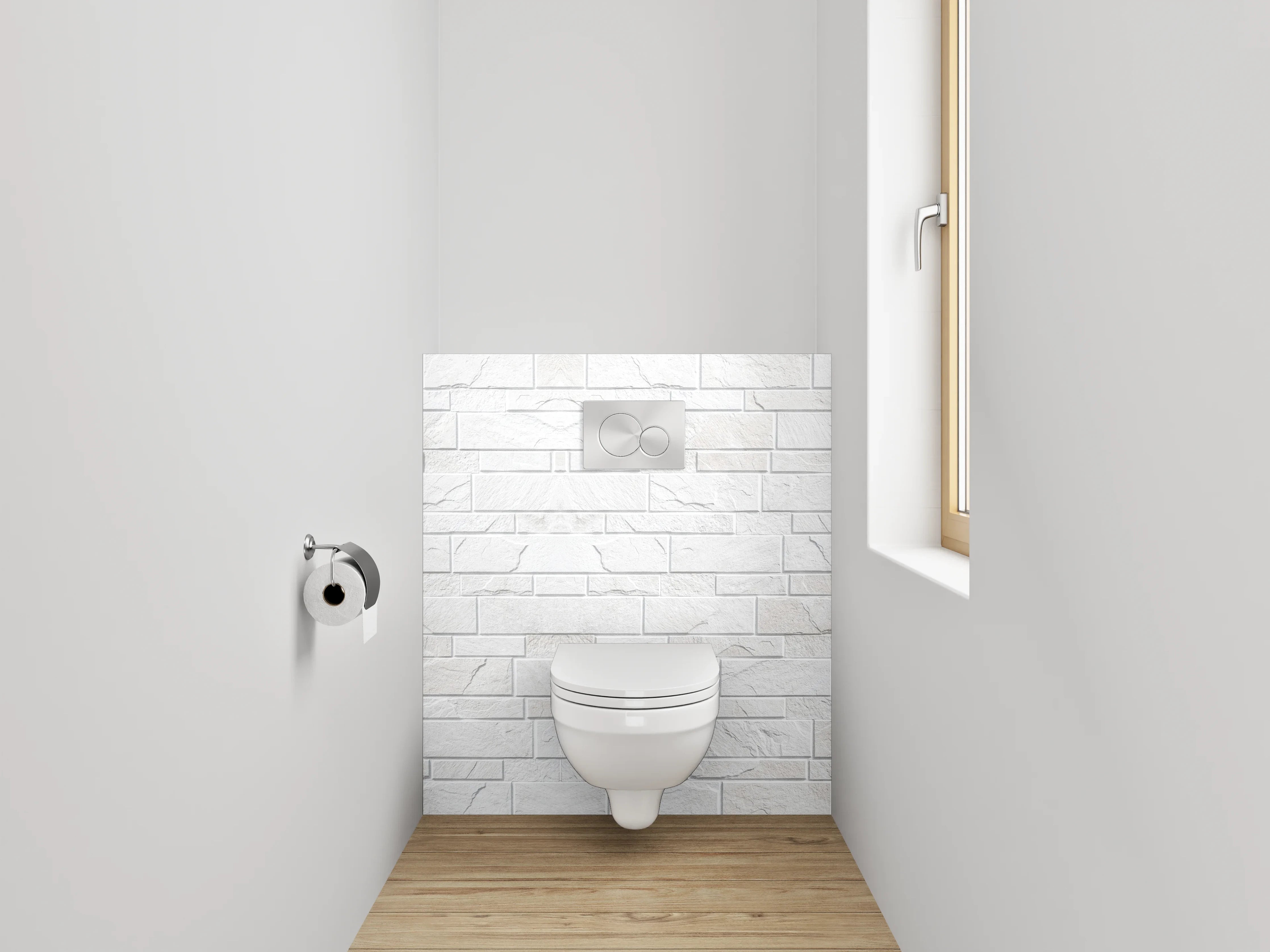 WC-Rückwand - Weiße Marmorwand mit feiner Struktur