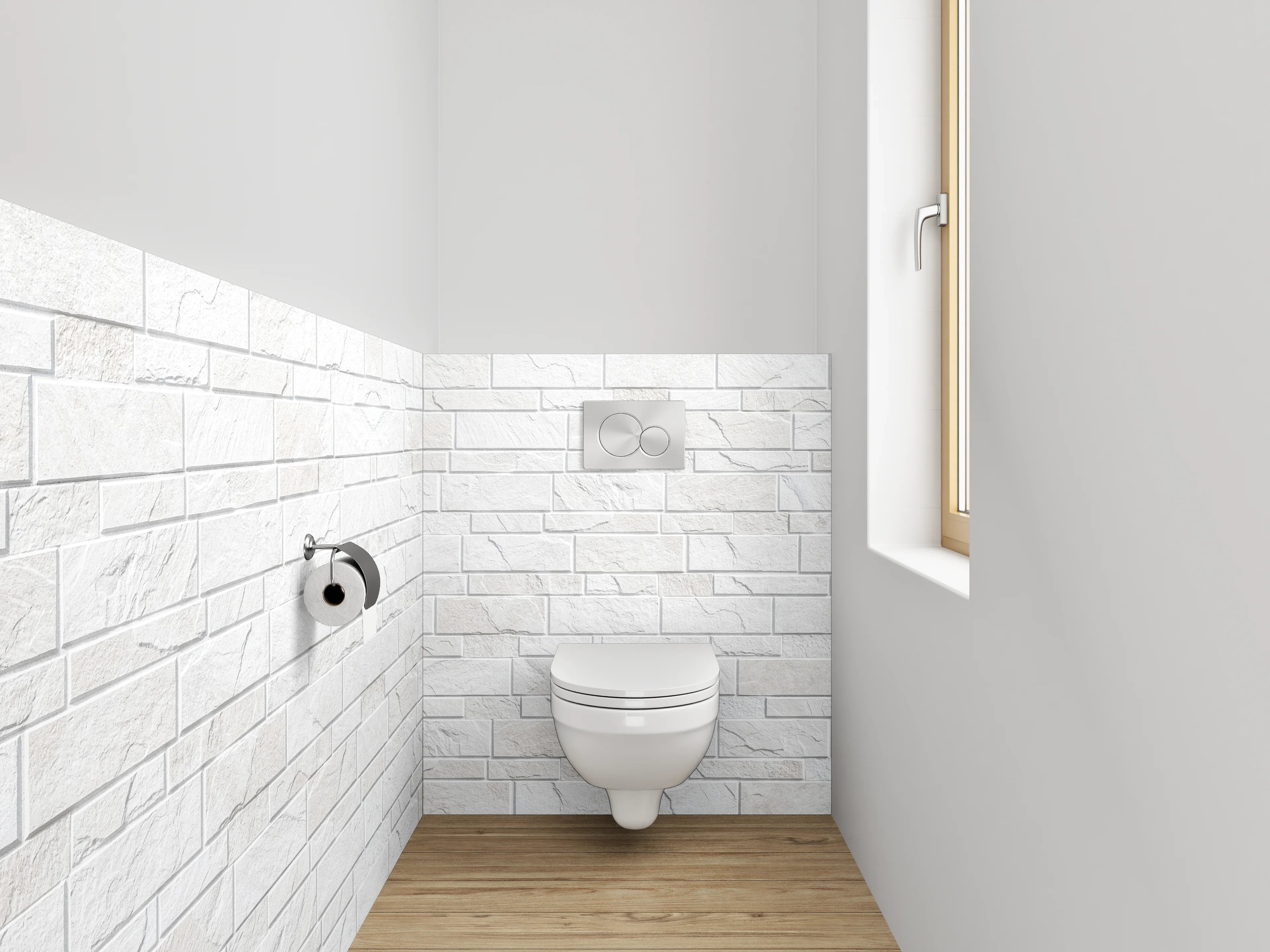 WC-Rückwand - Weiße Marmorwand mit feiner Struktur