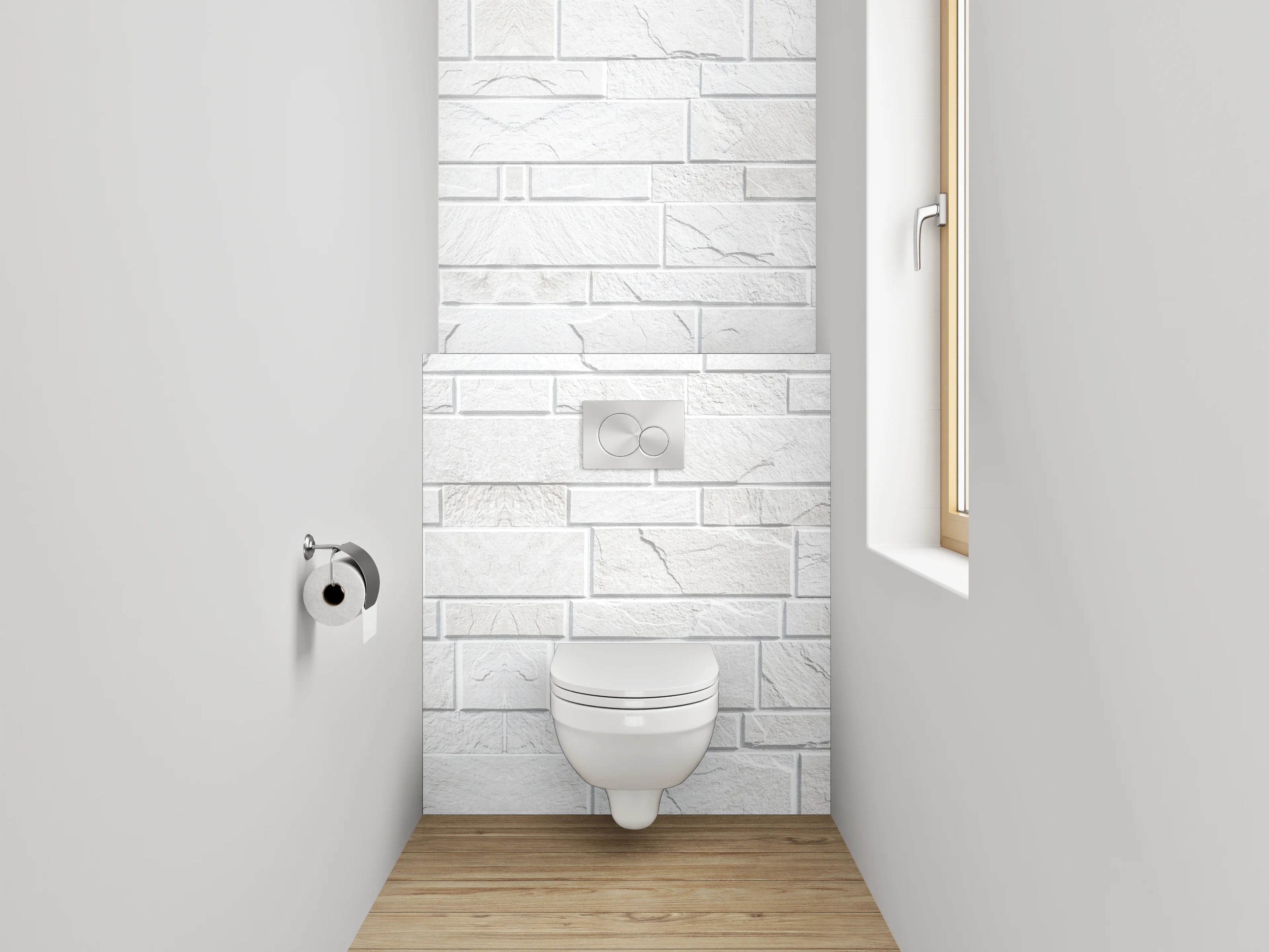 WC-Rückwand - Weiße Marmorwand mit feiner Struktur