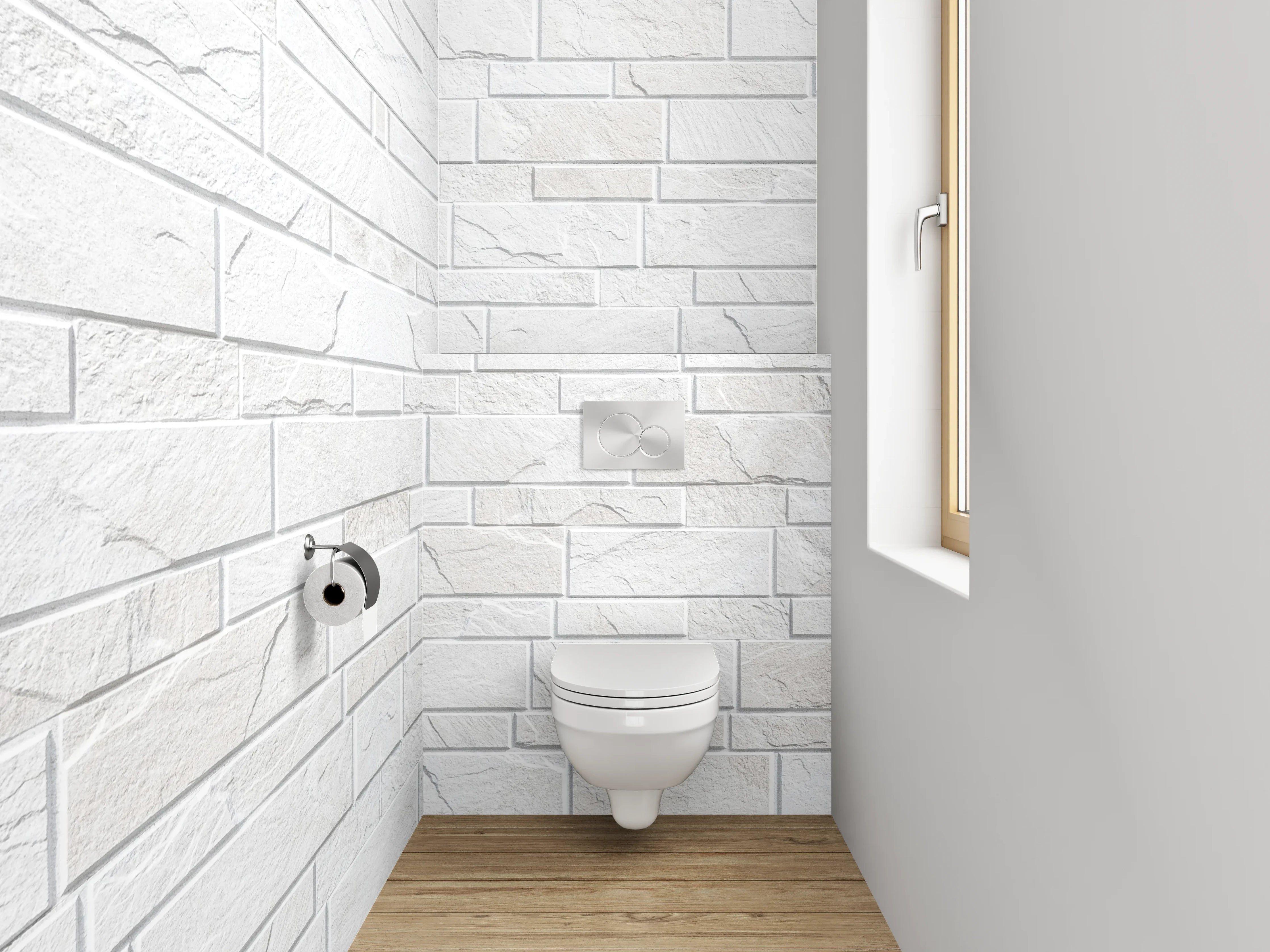 WC-Rückwand - Weiße Marmorwand mit feiner Struktur