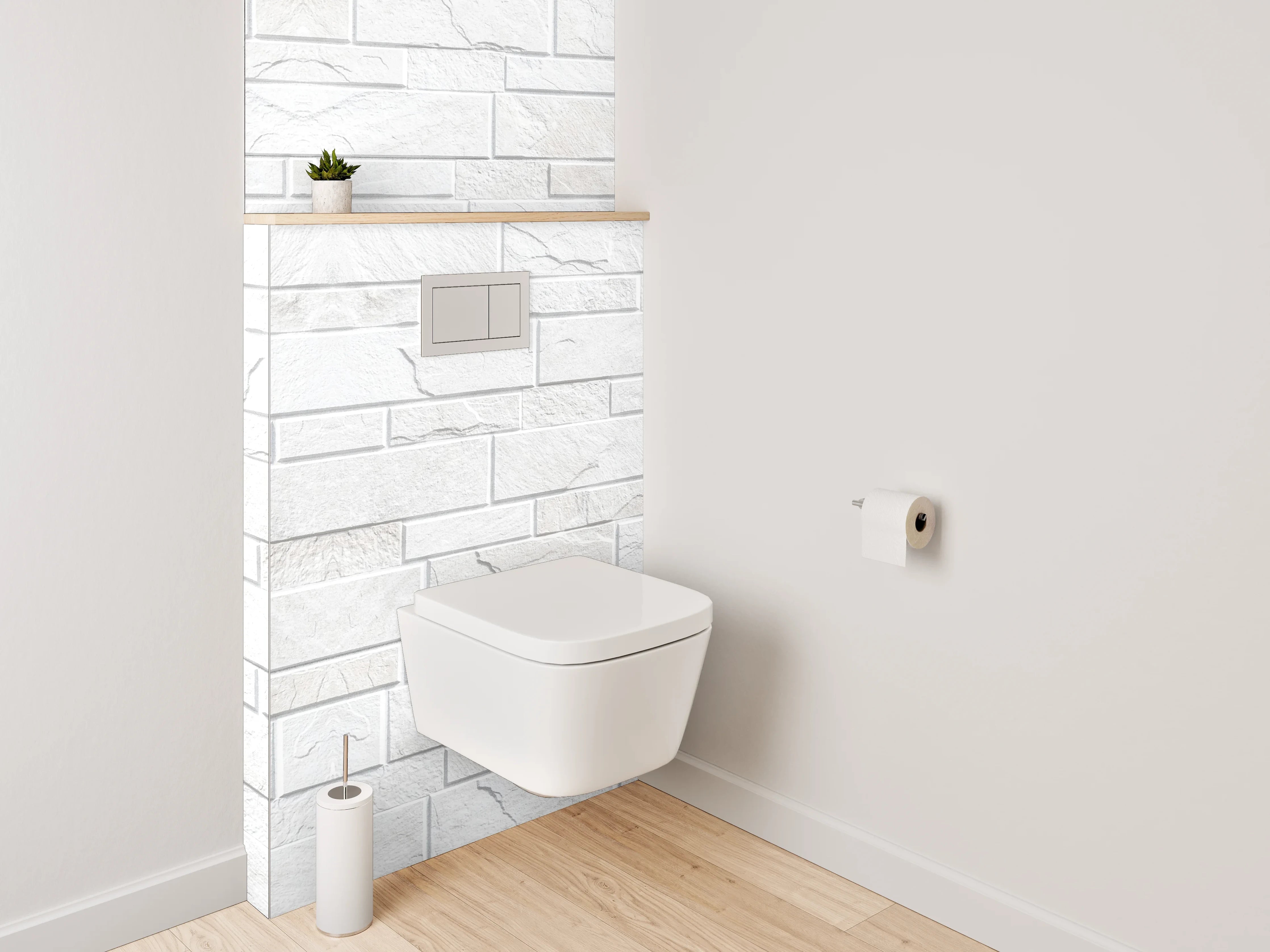 WC-Rückwand - Weiße Marmorwand mit feiner Struktur
