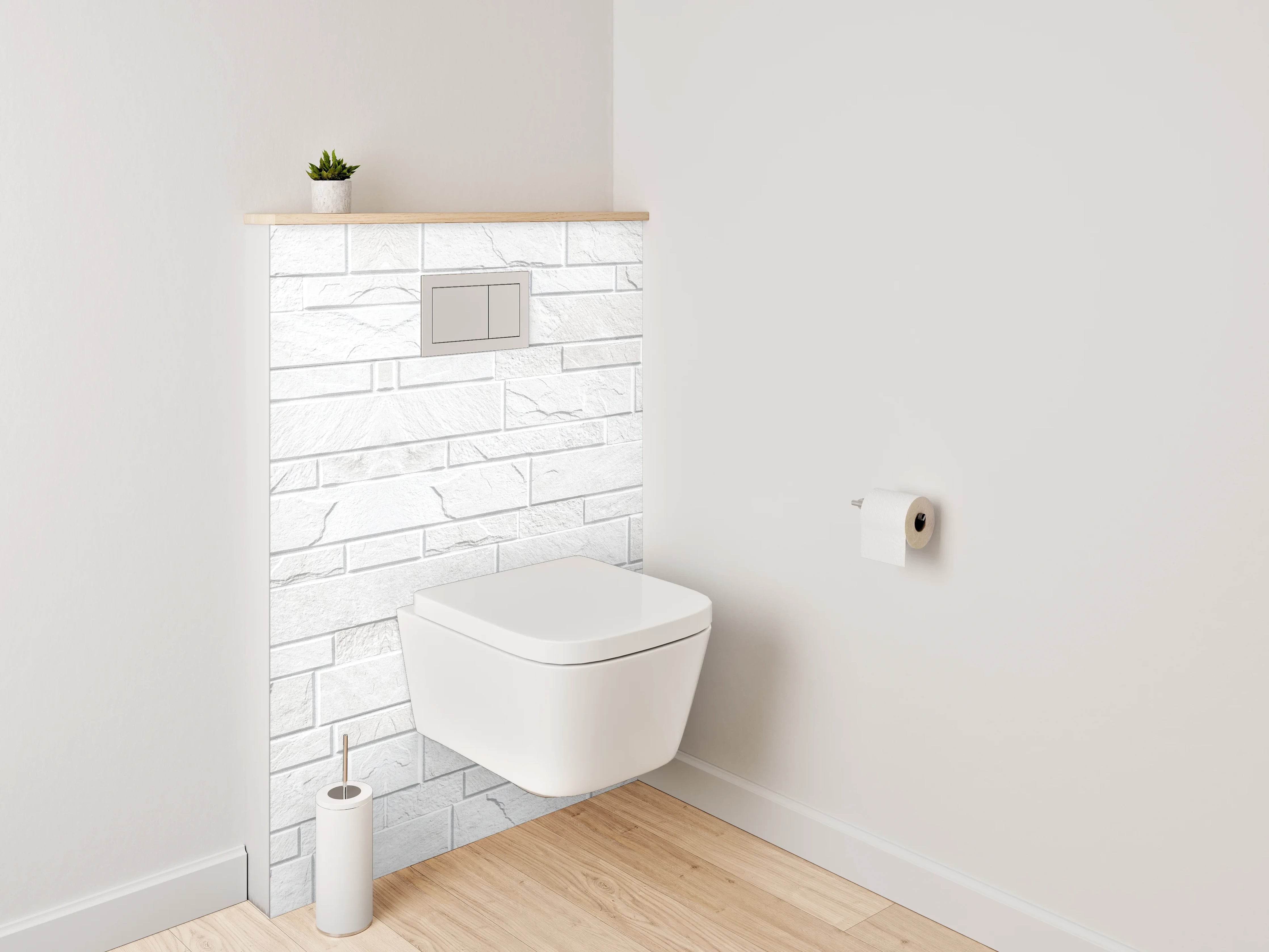 WC-Rückwand - Weiße Marmorwand mit feiner Struktur