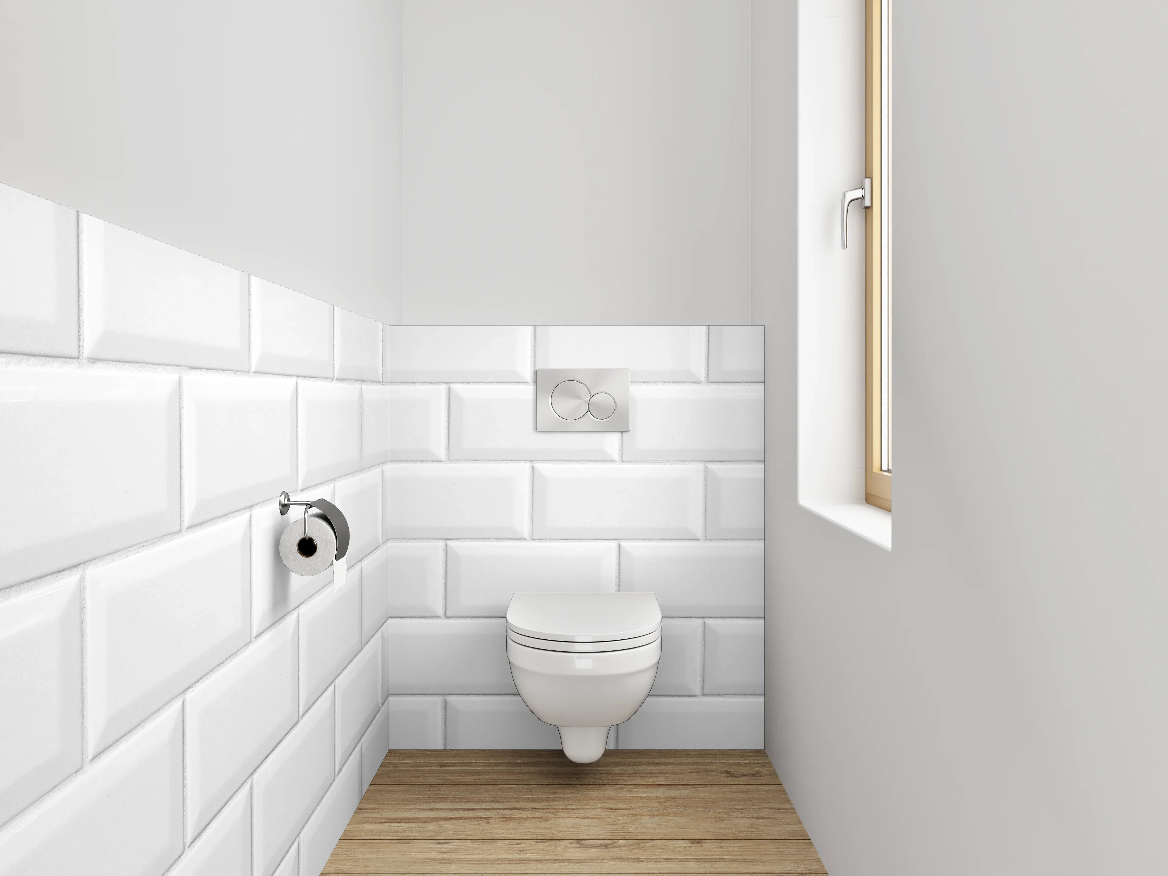 WC-Rückwand - Weiße Metro-Fliesenmuster Badezimmer-Design